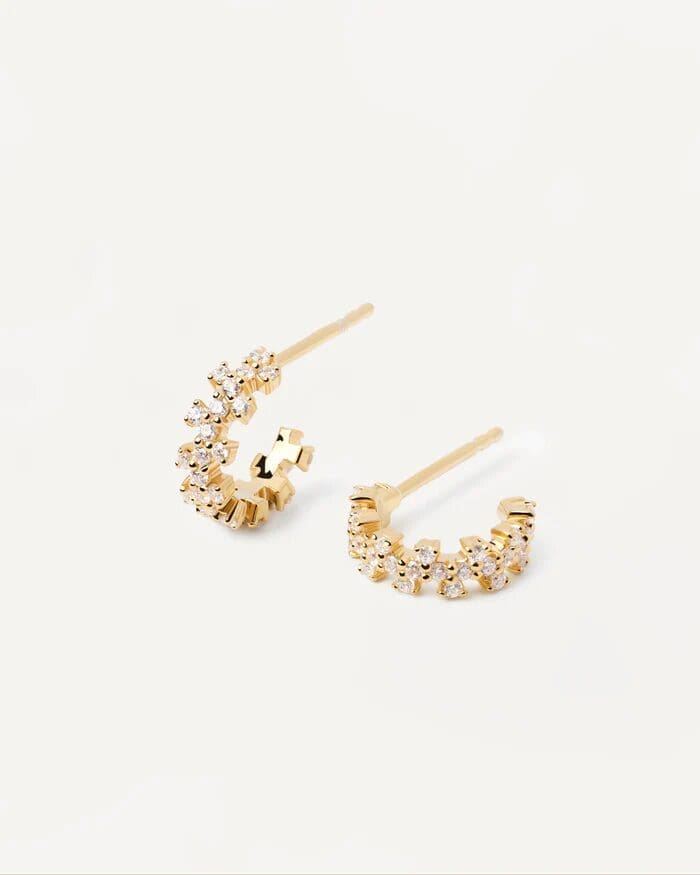 Diamonds and Gold Little Crown Earrings