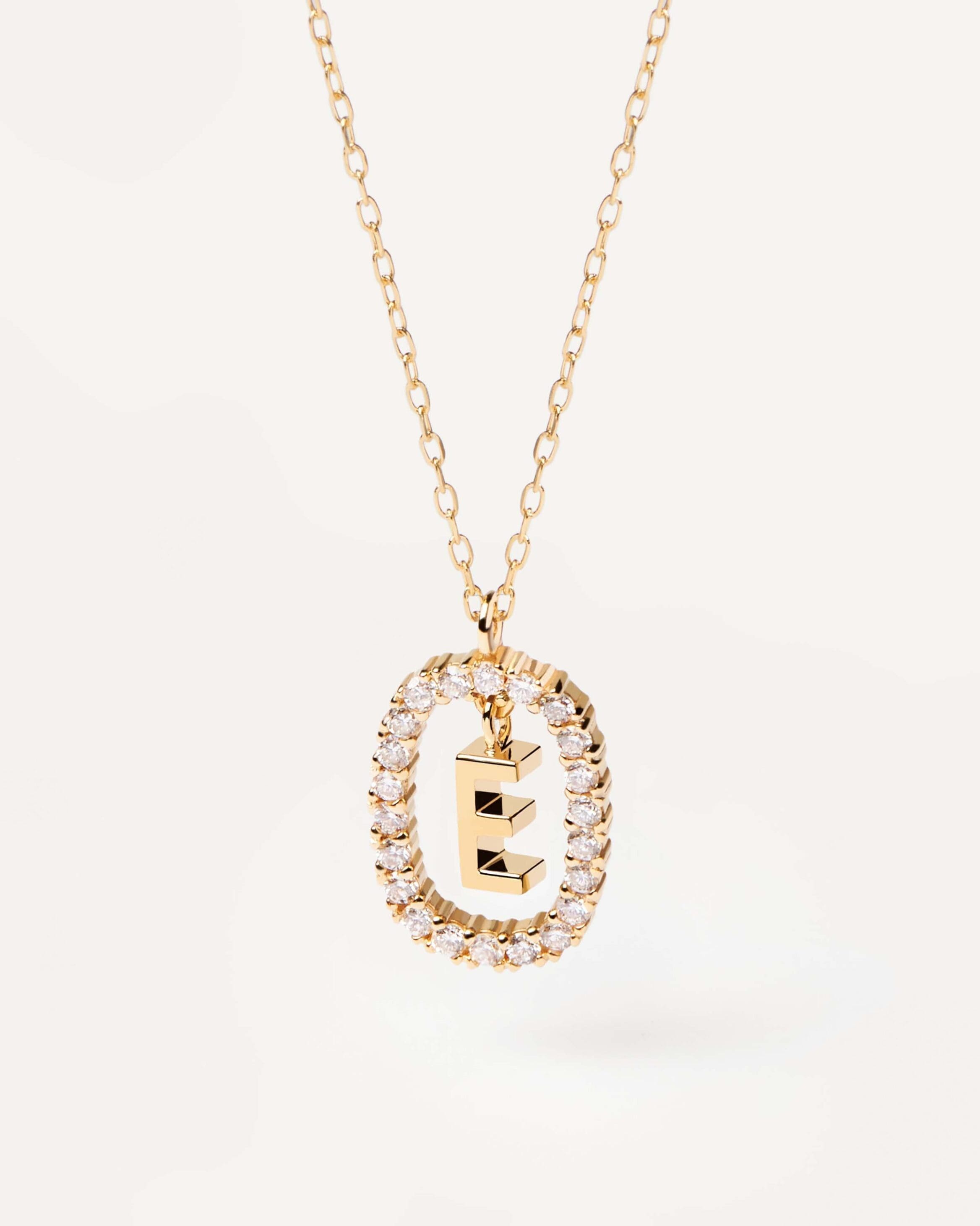 Diamonds and Gold Letter E Necklace