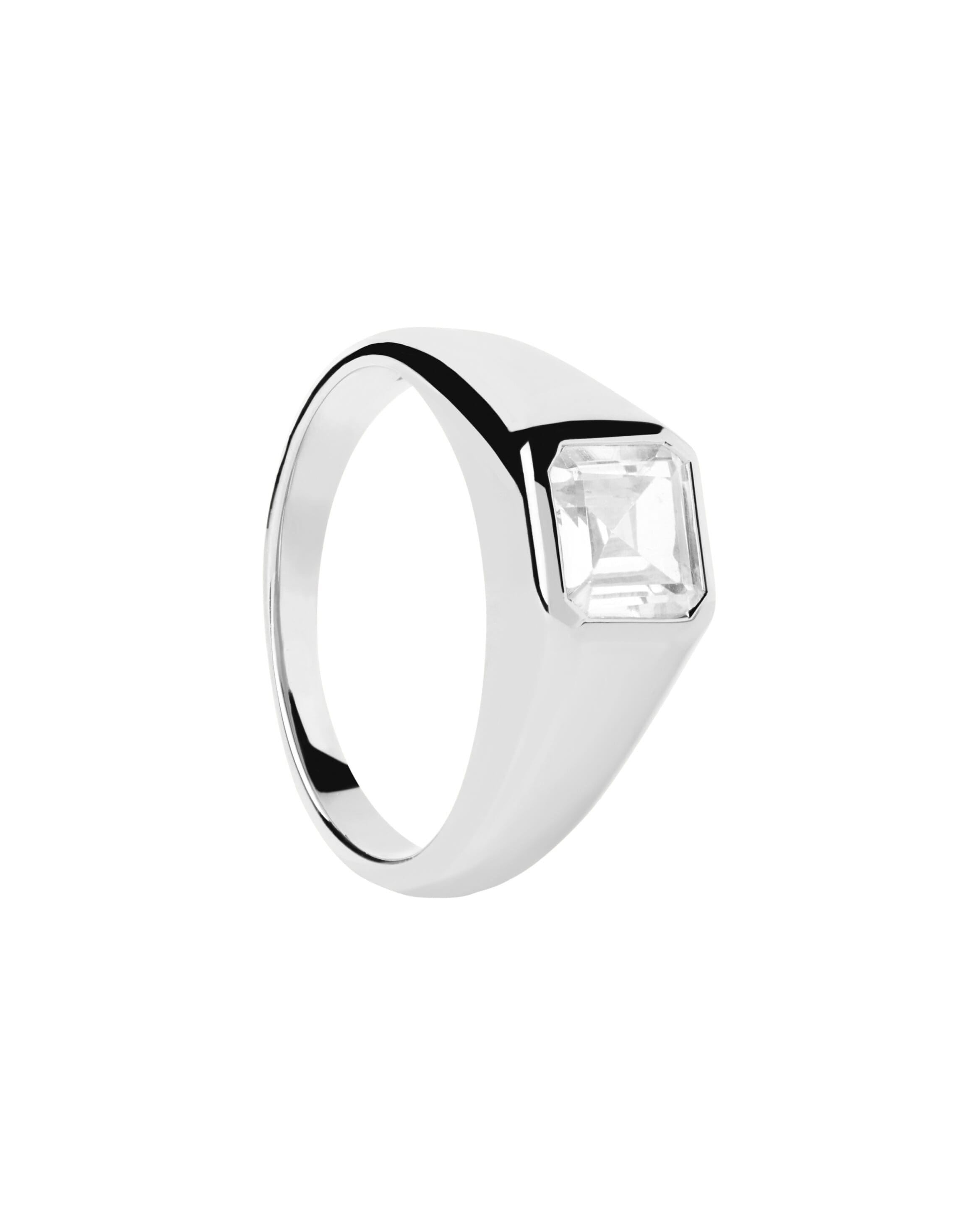 Square Shimmer Stamp Silver Ring