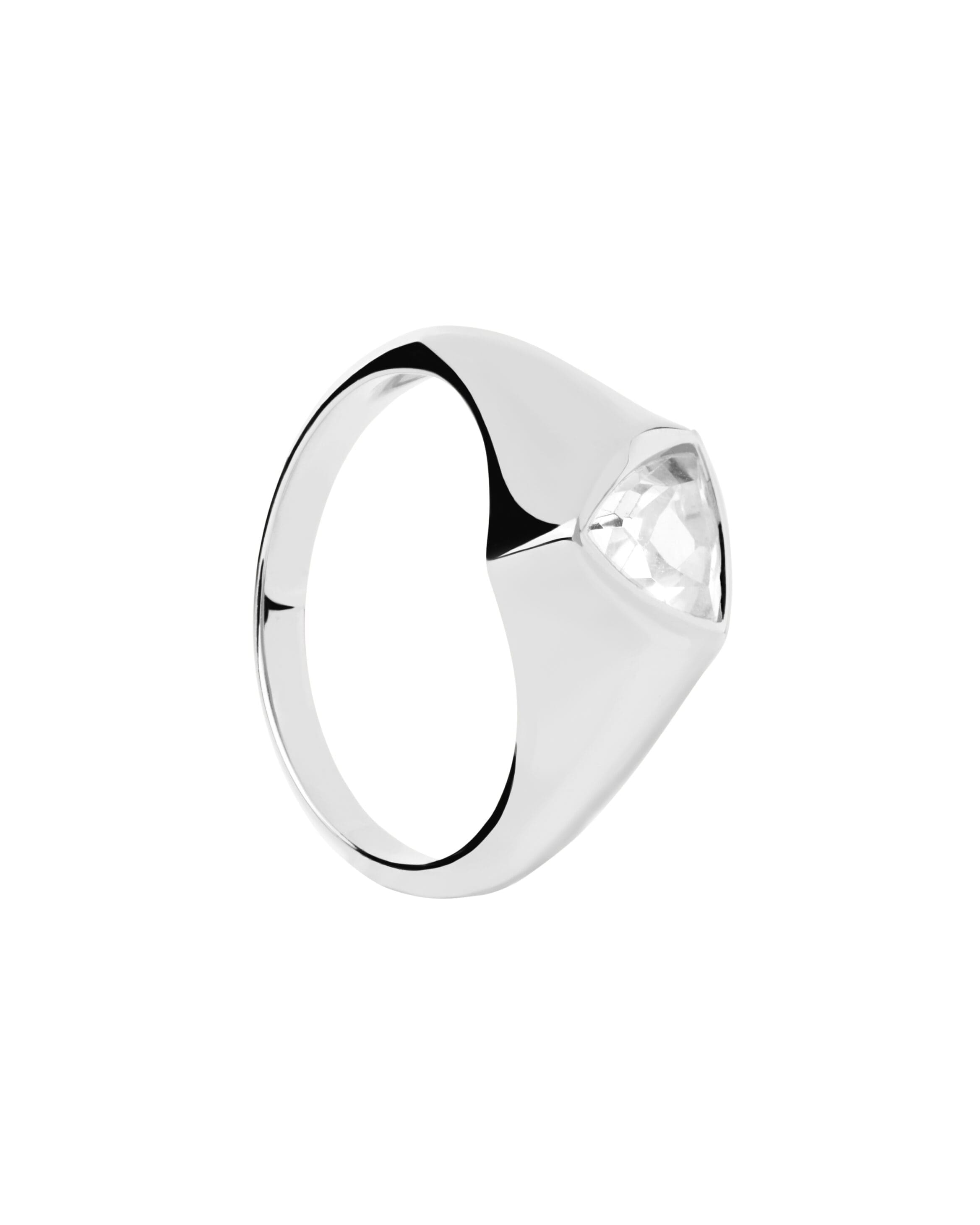 Triangle Shimmer Stamp Silver Ring