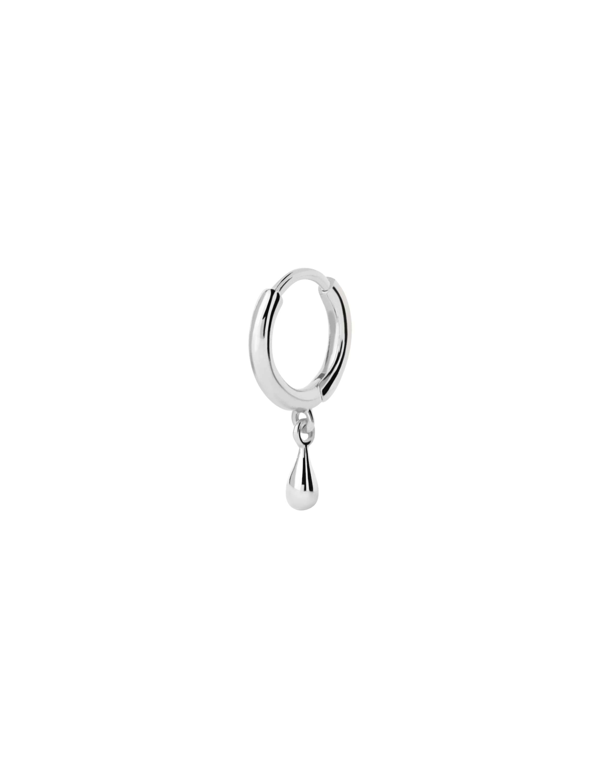 Teardrop silver single hoop Earring