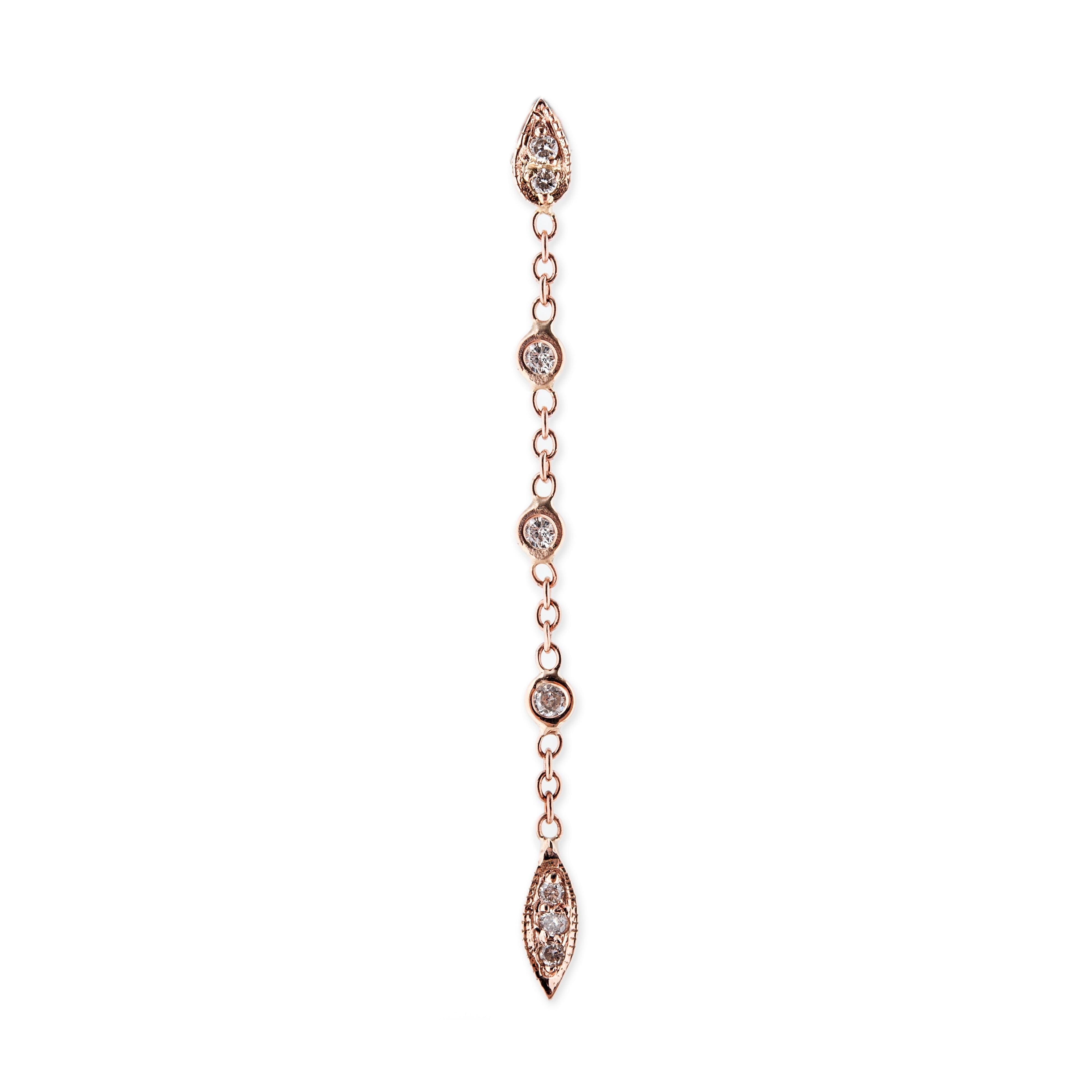 Jacquie Aiche 14K Yellow Gold Pavé Diamond Bezel Tinkerbell Chain Drop Stud Earring