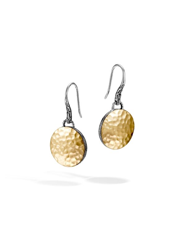 John Hardy Essentials Dot Hammered 18K Gold & Silver Round Drop Earrings