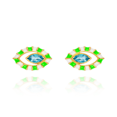 14KYG Life In Colour Blue Topaz Eye Earrings