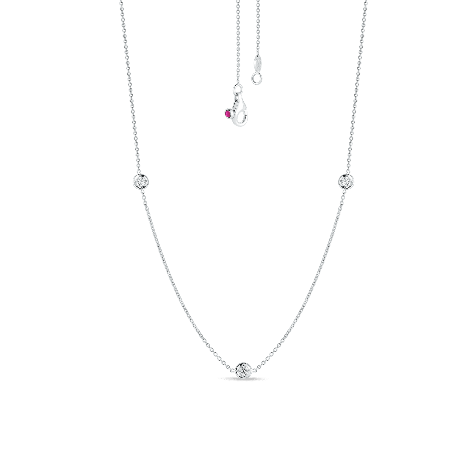 18K White Gold Diamonds by the Inch 3-Station Necklace, 0.15 TCW