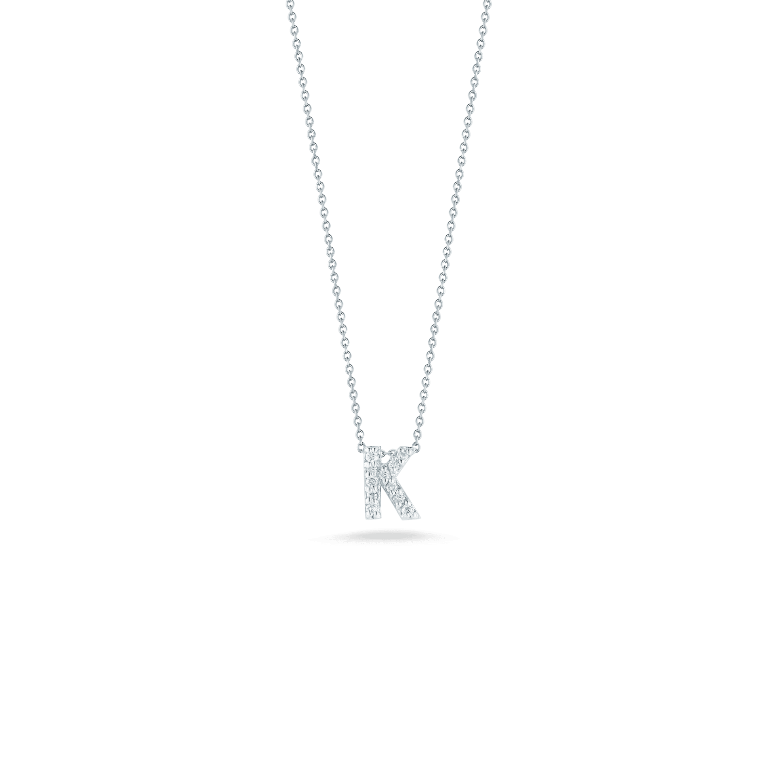 18K White Gold Love Letter " K " Diamond Necklace