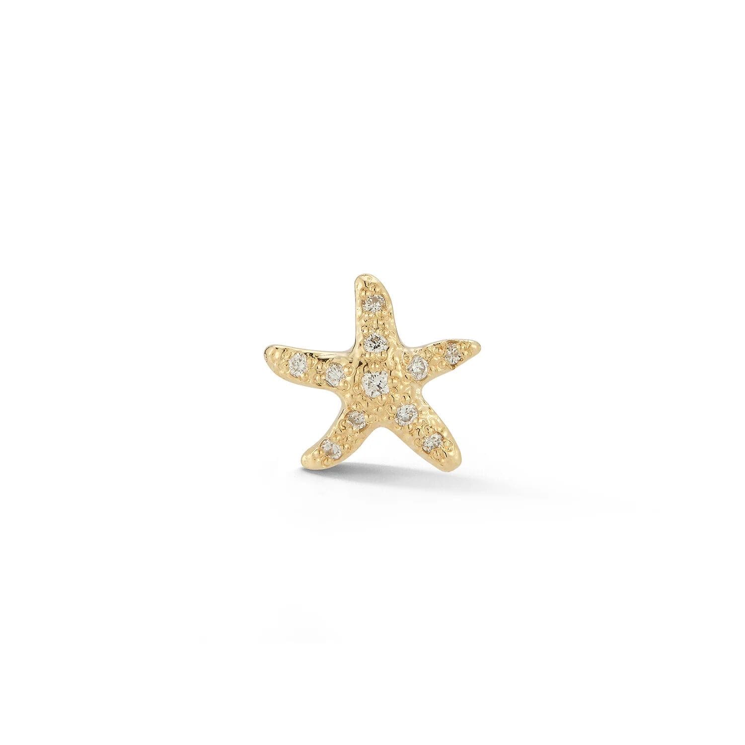 18K Yellow Gold Starfish Single Stud Earring