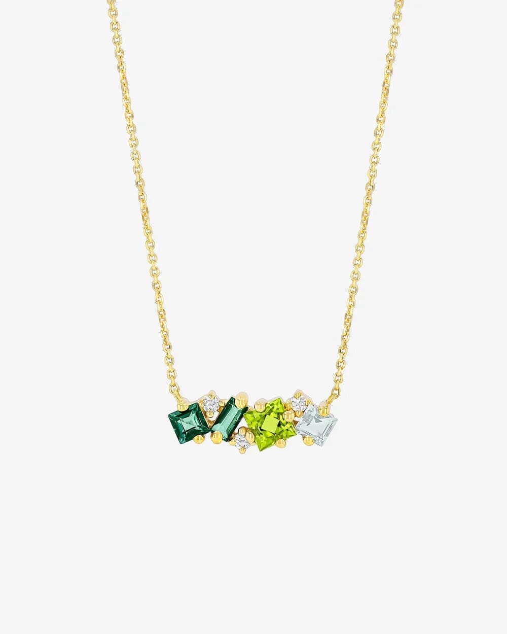 14KYG Blue Ombre Bar Necklce 16""-18""