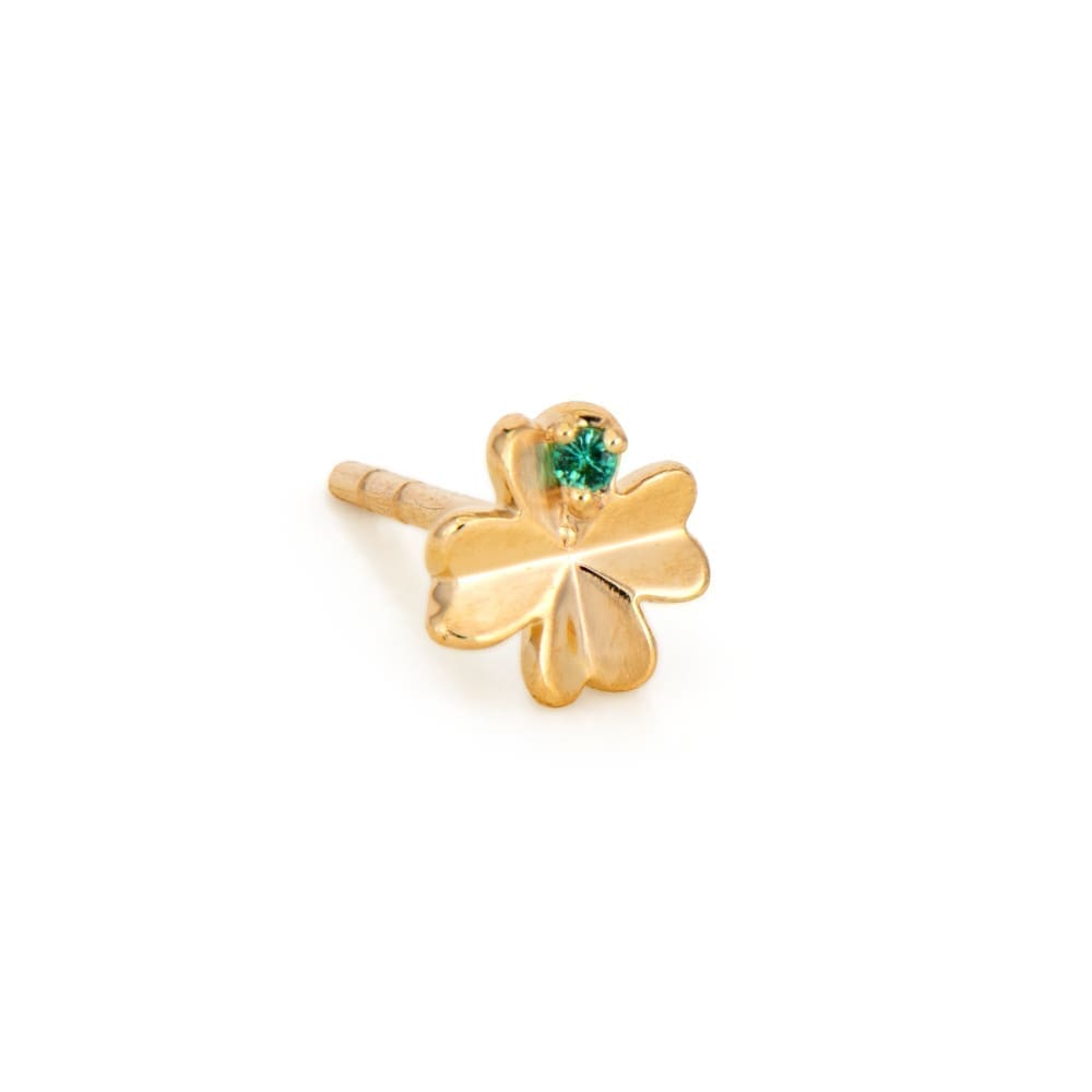 14KYG Emerald Tiny Clover Earring