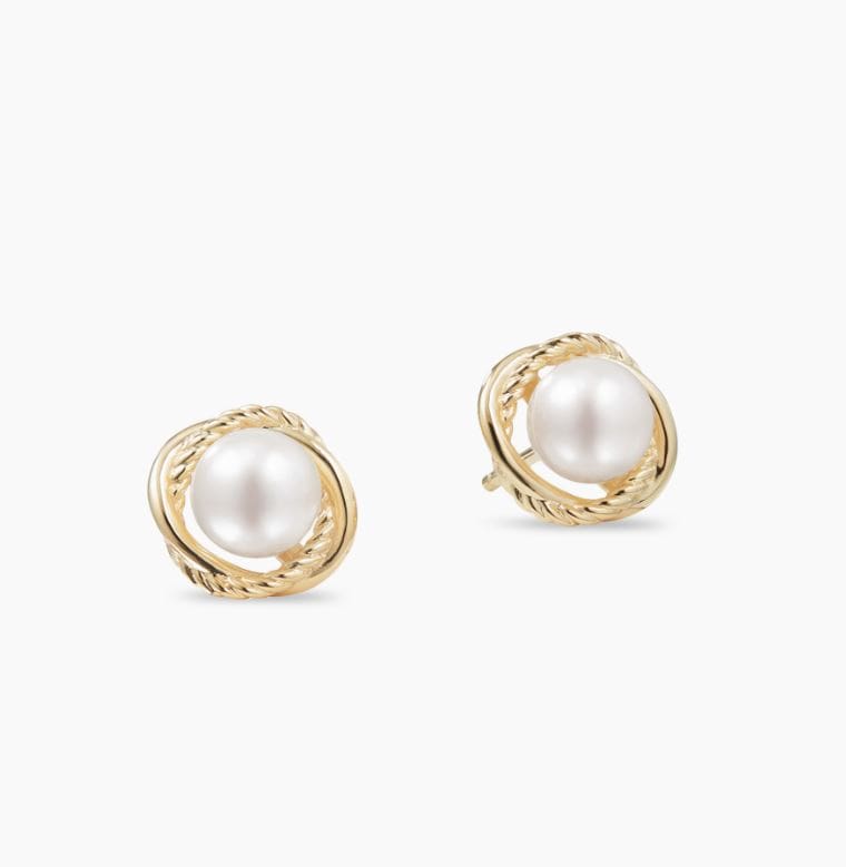 Crossover Infinity Pearl Stud Earrings