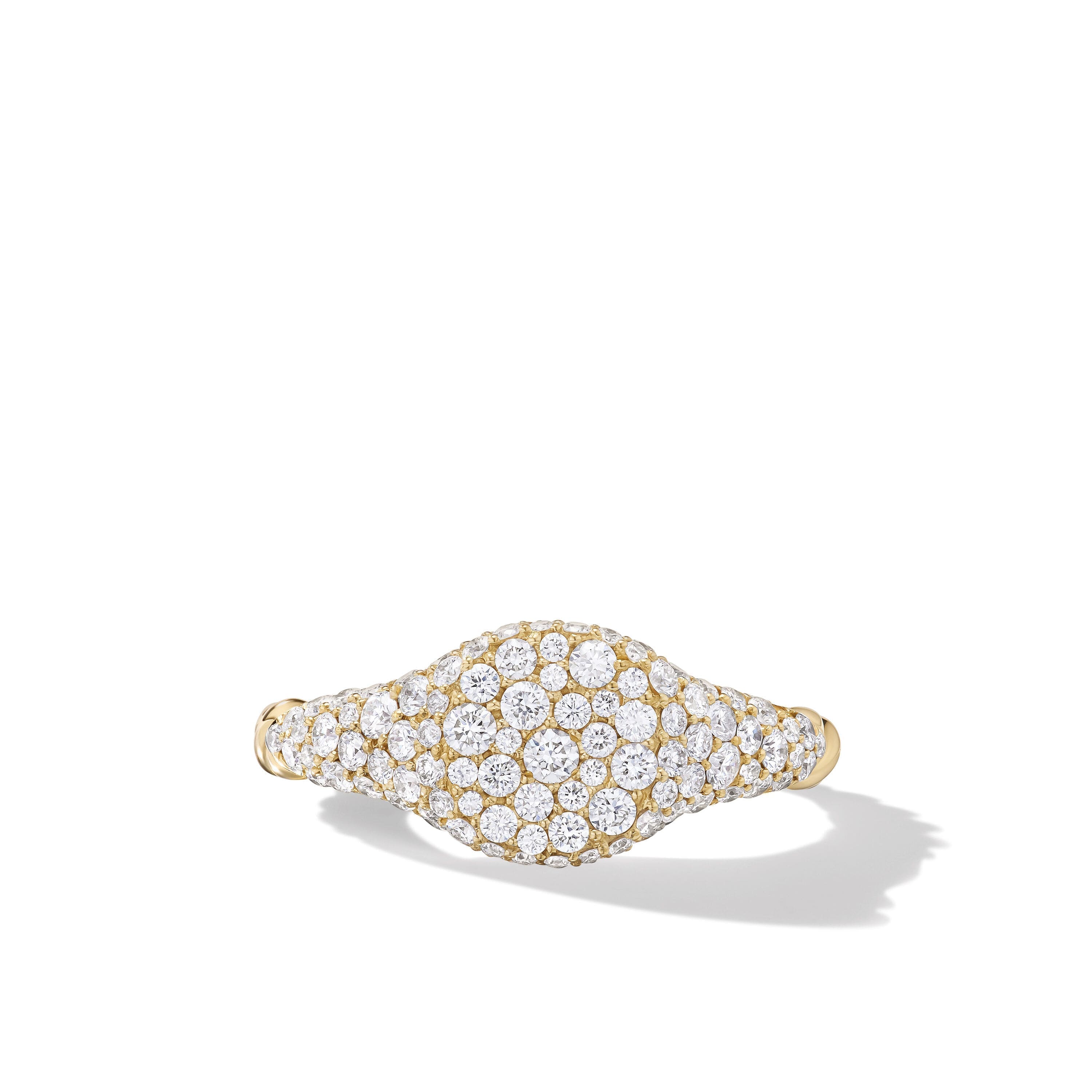 Petite Pavé Pinky Ring in 18K Yellow Gold with Diamonds, 7mm