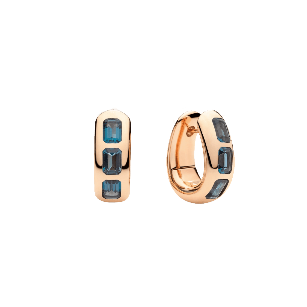 Pomellato Iconica 18K Rose Gold London Blue Topaz Earrings - 3.600 CTS