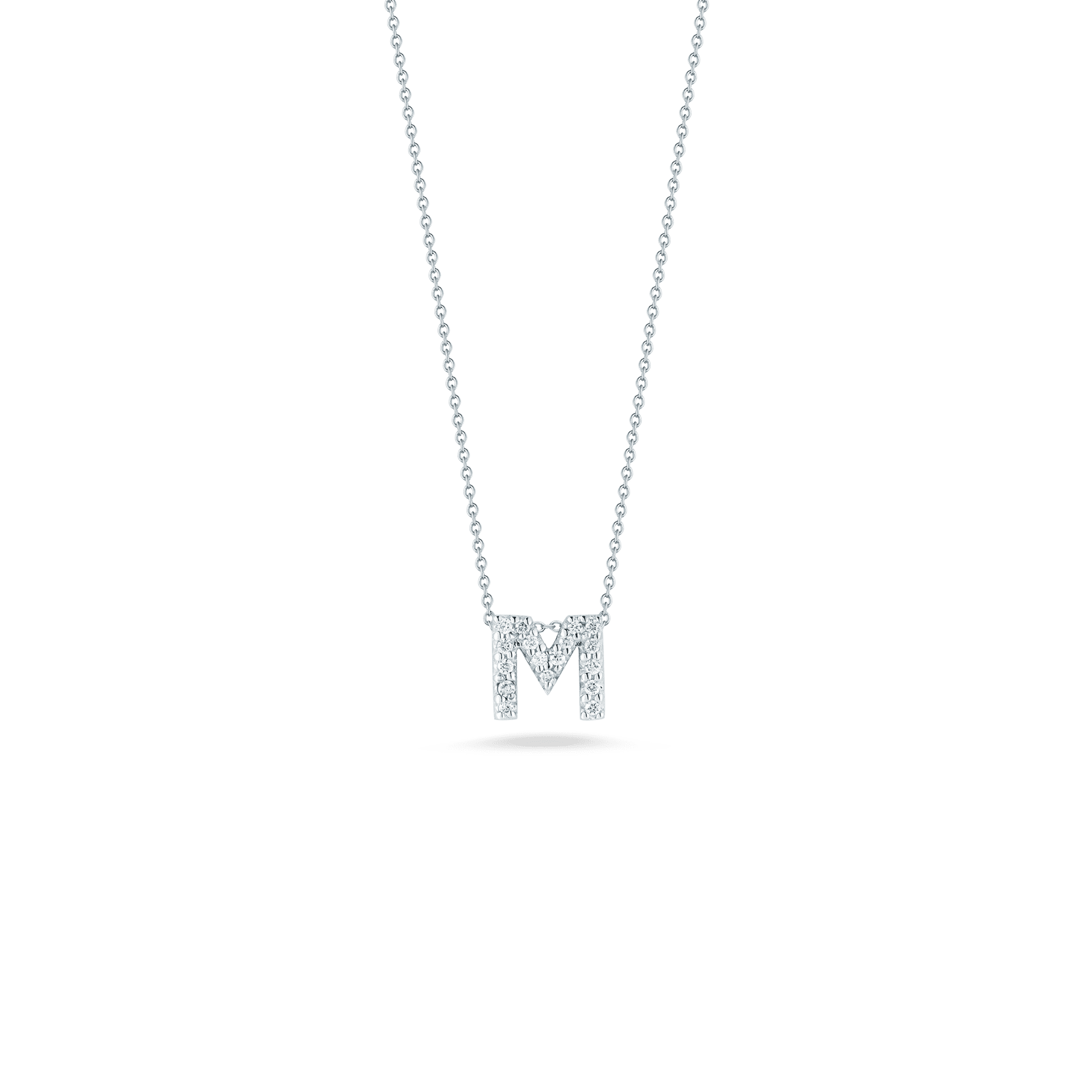 18K White Gold Diamond Love Letter "M " Necklace