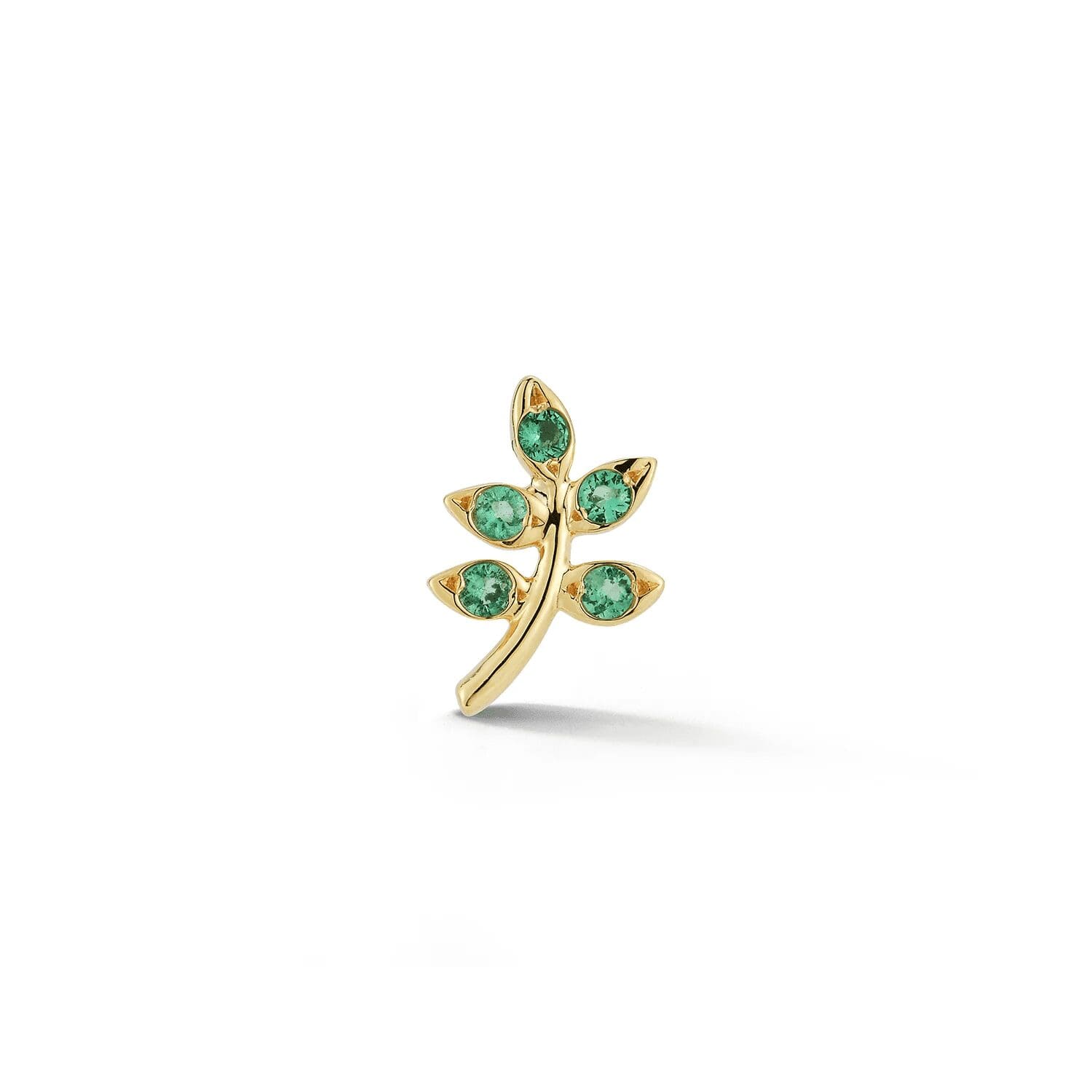 18K Yellow Gold Seaweed Single Stud Earring