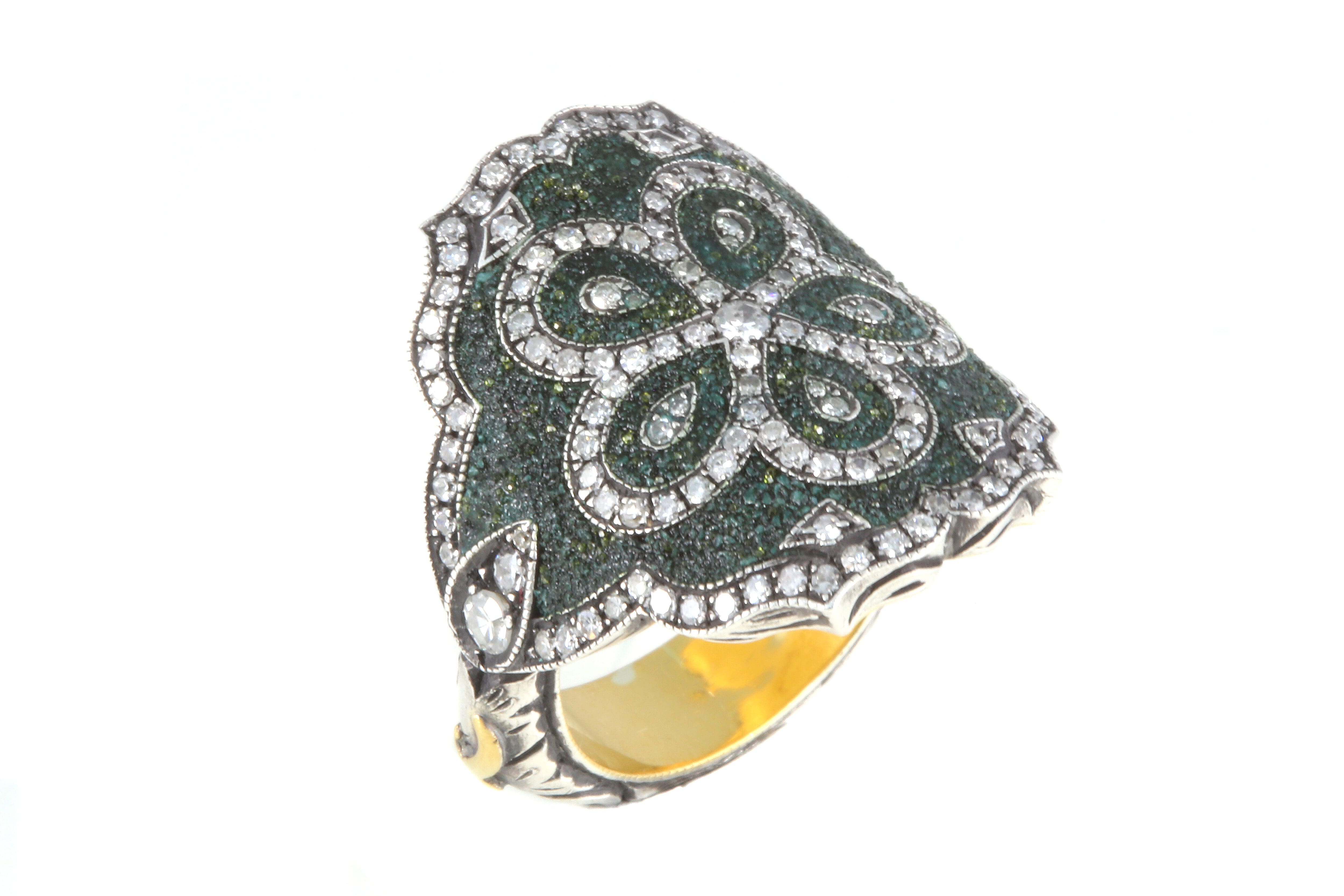 Micro Mosaic Flower Shield Ring