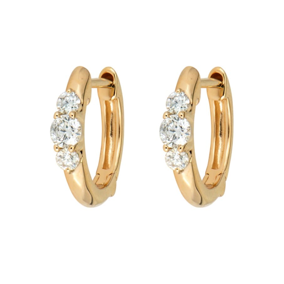 14KYG Three Prong Engraved Hoop Earring