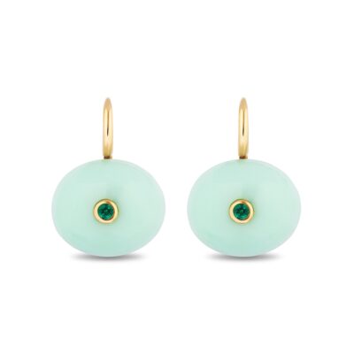 14Y Mint Opals & Emeralds rop Earrings