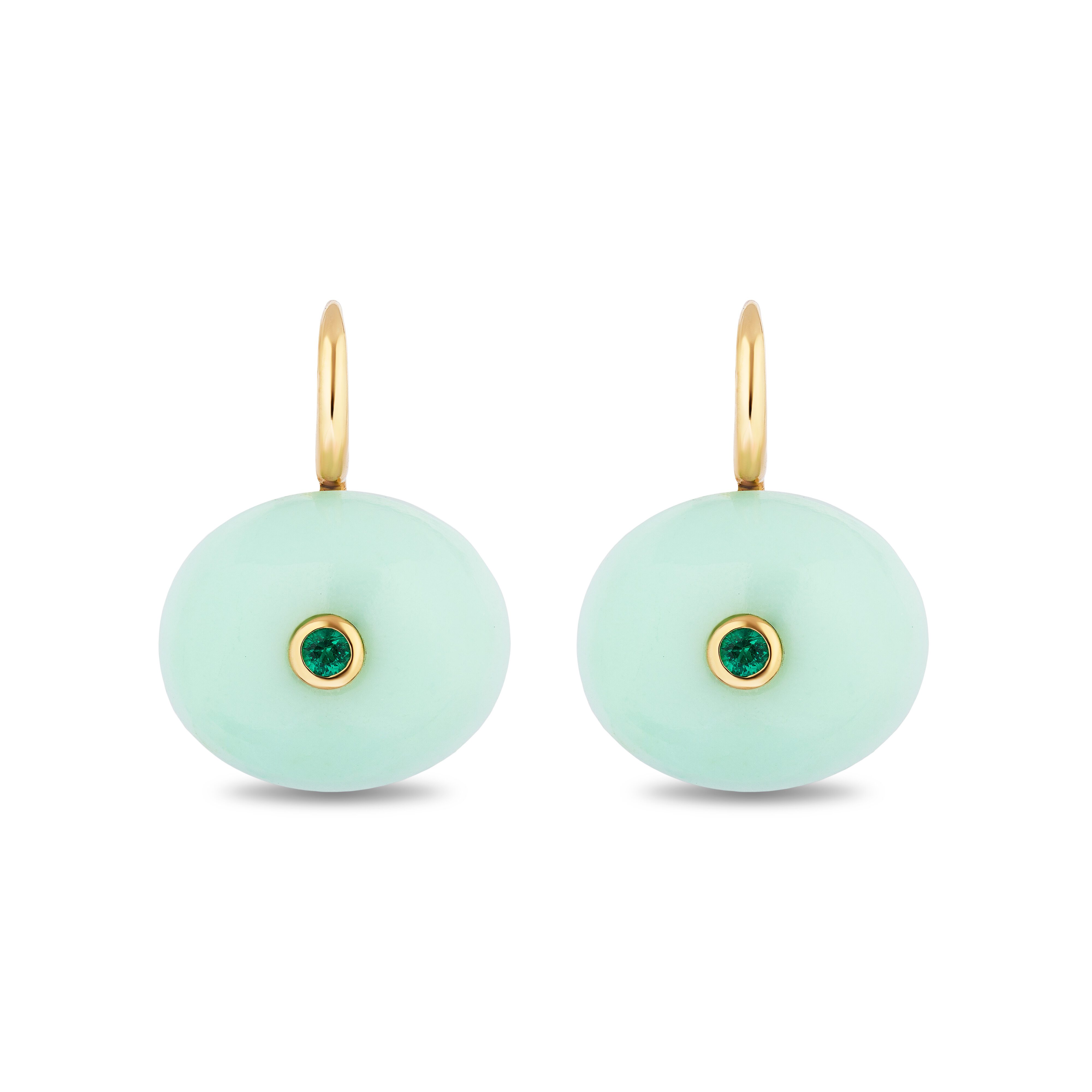 14Y Mint Opals & Emeralds rop Earrings
