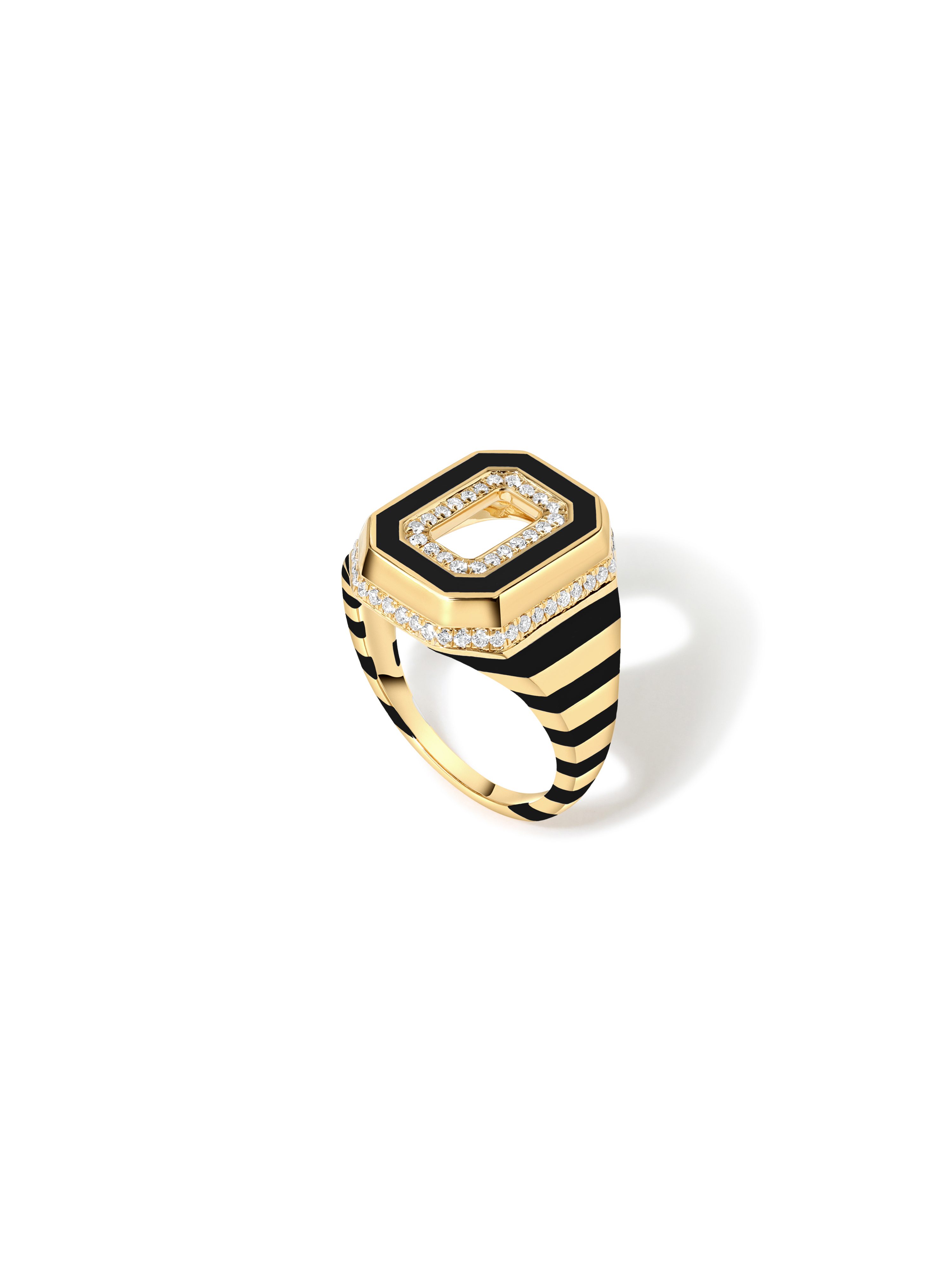 Azar Jet Black Signet Ring, Size 7