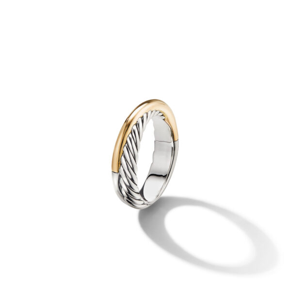Crossover Band Ring in Sterling Silver with 18K Yellow Gold, 5.3mm - Image 3