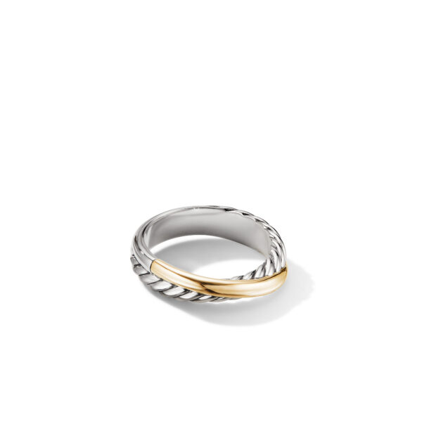 Crossover Band Ring in Sterling Silver with 18K Yellow Gold, 5.3mm