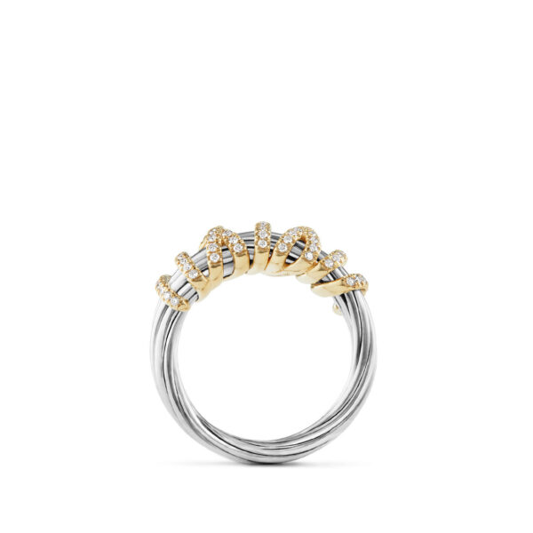 Helena Ring in Sterling Silver with 18K Yellow Gold and Diamonds, 7.7mm - Image 4