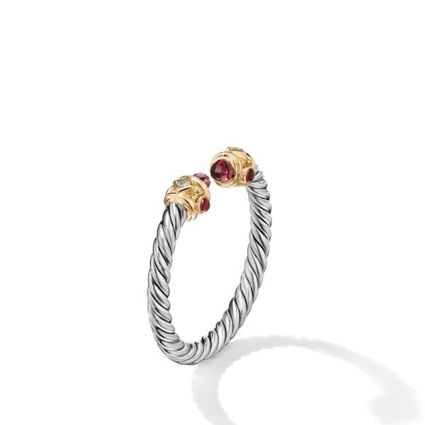 Renaissance Ring in Sterling Silver with 14K Yellow Gold, Rhodolite Garnet and Diamonds, 2.3mm - Image 2