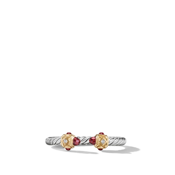 Renaissance Ring in Sterling Silver with 14K Yellow Gold, Rhodolite Garnet and Diamonds, 2.3mm - Image 3