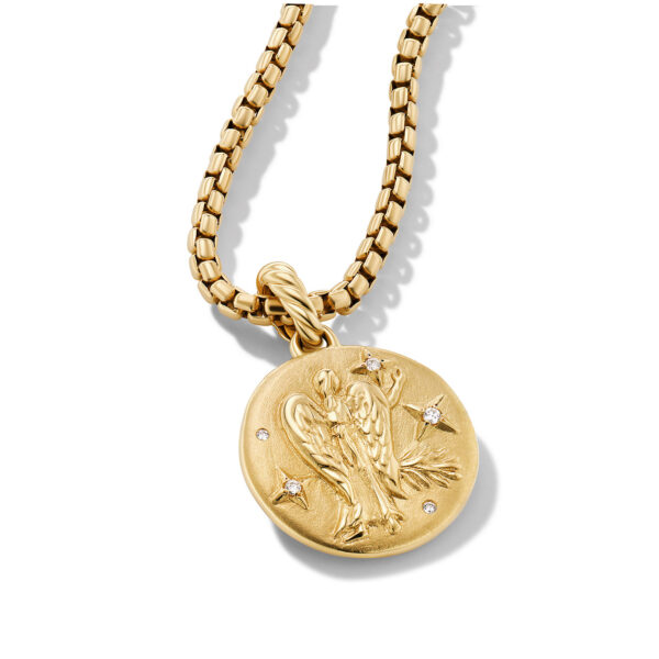 Virgo Amulet in 18K Yellow Gold with Diamonds, 28.7mm - Image 2