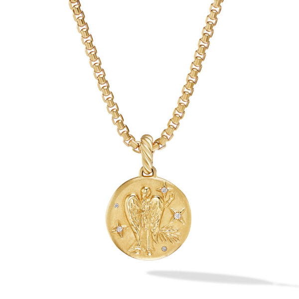 Virgo Amulet in 18K Yellow Gold with Diamonds, 28.7mm