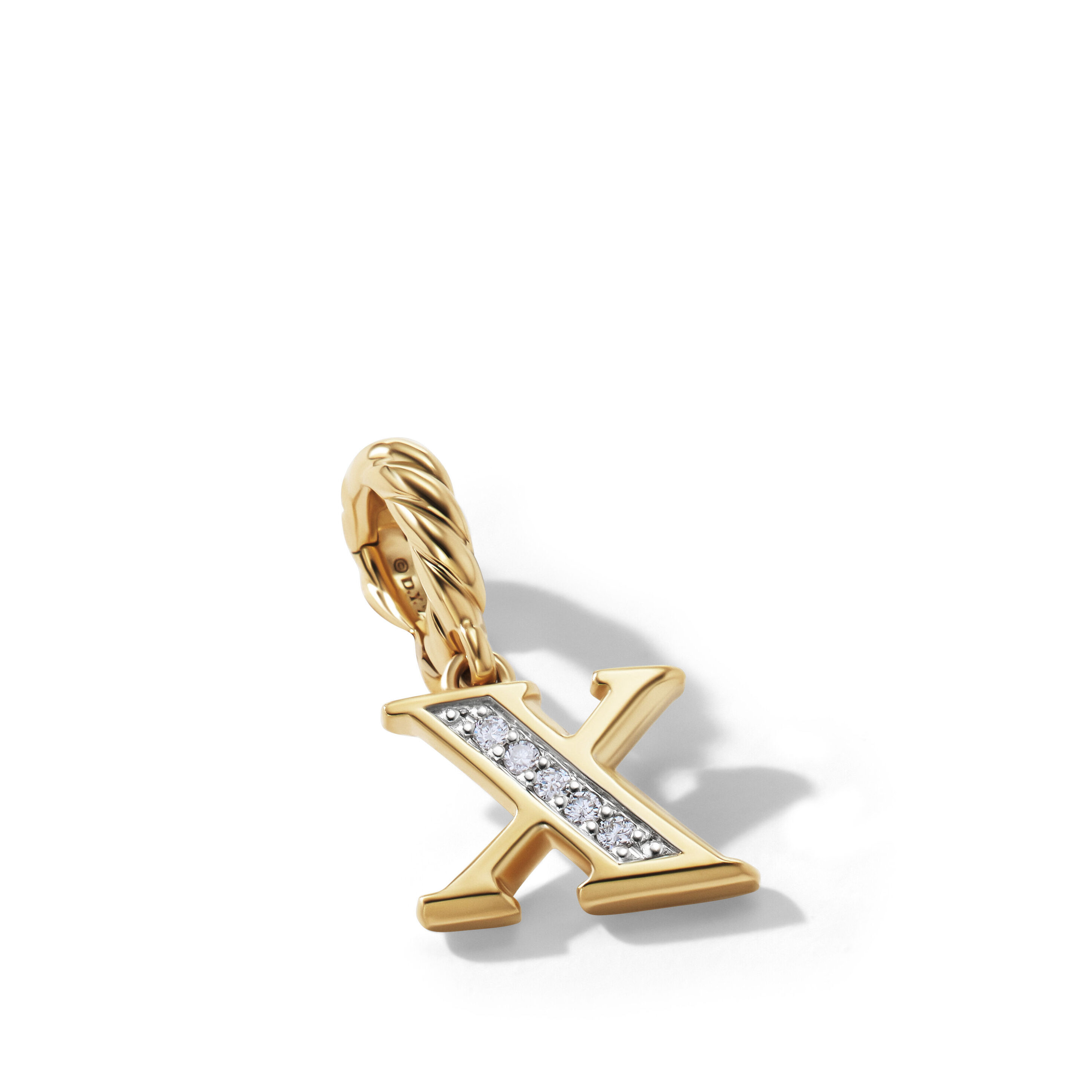 Pavé Initial Pendant in 18K Yellow Gold with Diamond X