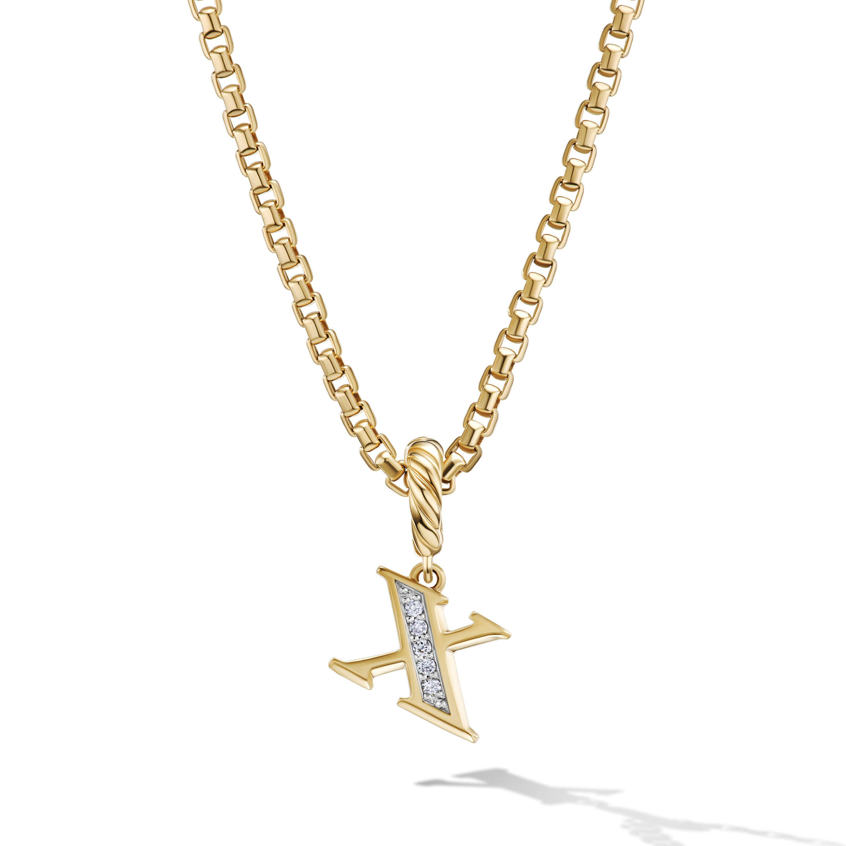 Pavé Initial Pendant in 18K Yellow Gold with Diamond X
