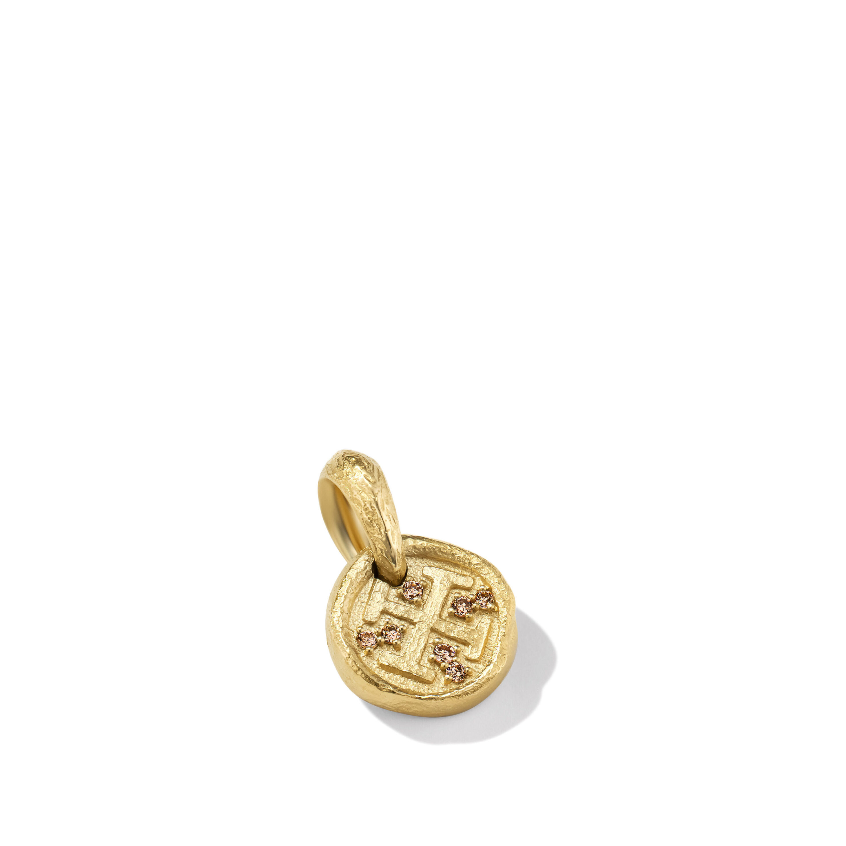 Shipwreck Coin Amulet in 18K Yellow Gold with Cognac Diamonds, 17mm