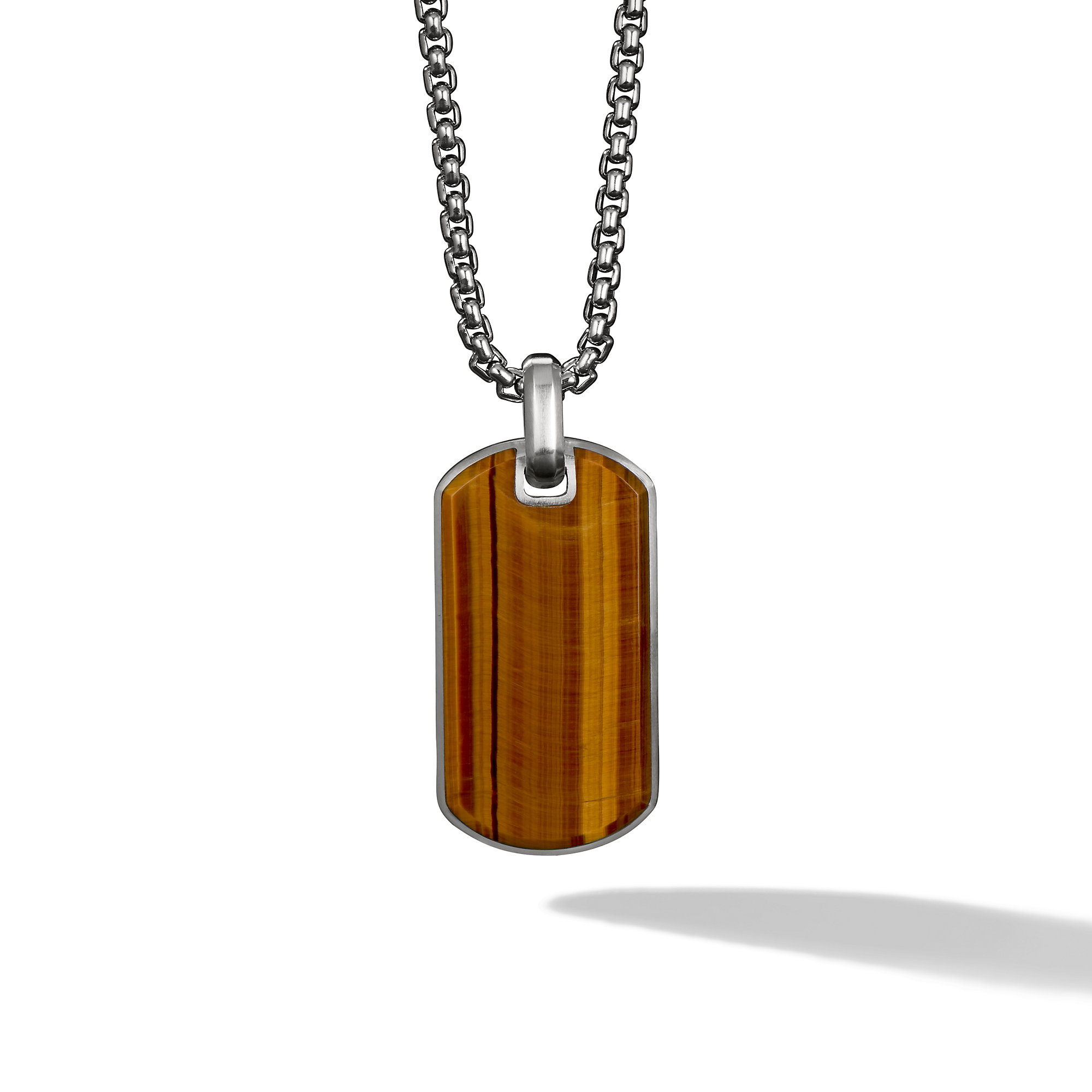Chevron Tag in Sterling Silver with Tigers Eye, 35mm