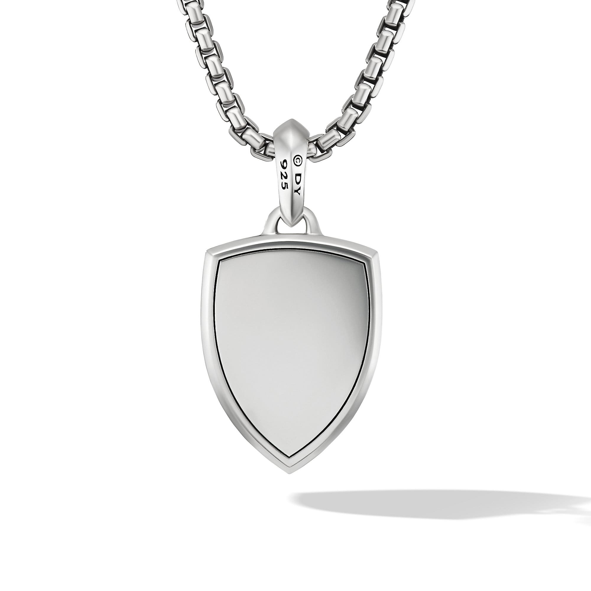 Shield Amulet in Sterling Silver with Black Onyx and Black Diamonds, 27mm