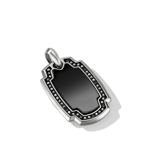Elongated Amulet in Sterling Silver with Black Onyx and Black Diamonds, 31mm - Image 3