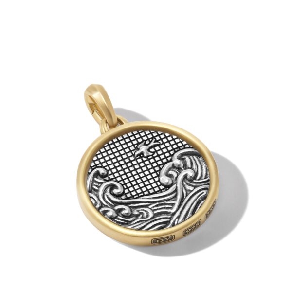Water and Fire Duality Amulet in Sterling Silver with 18K Yellow Gold, 30mm - Image 3