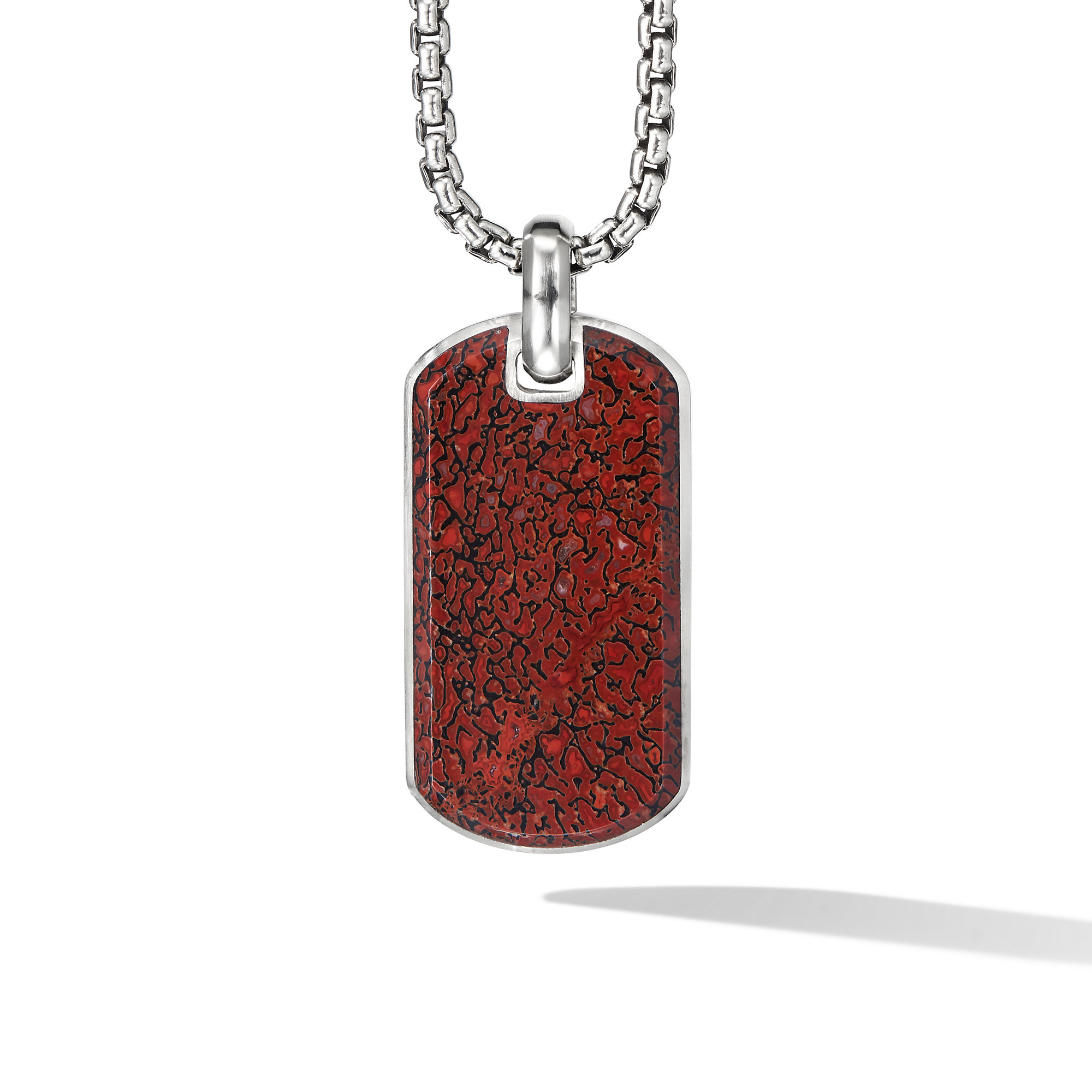 Deco Tag in Sterling Silver with Black Diamonds, 27mm