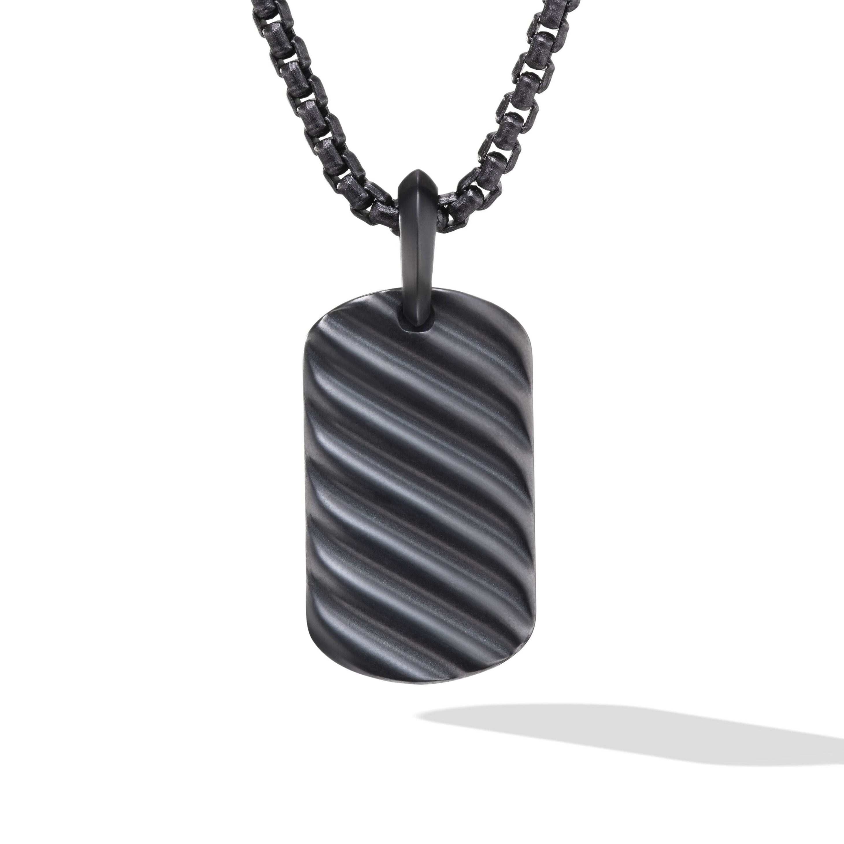 Sculpted Cable Tag in Black Titanium, 27mm