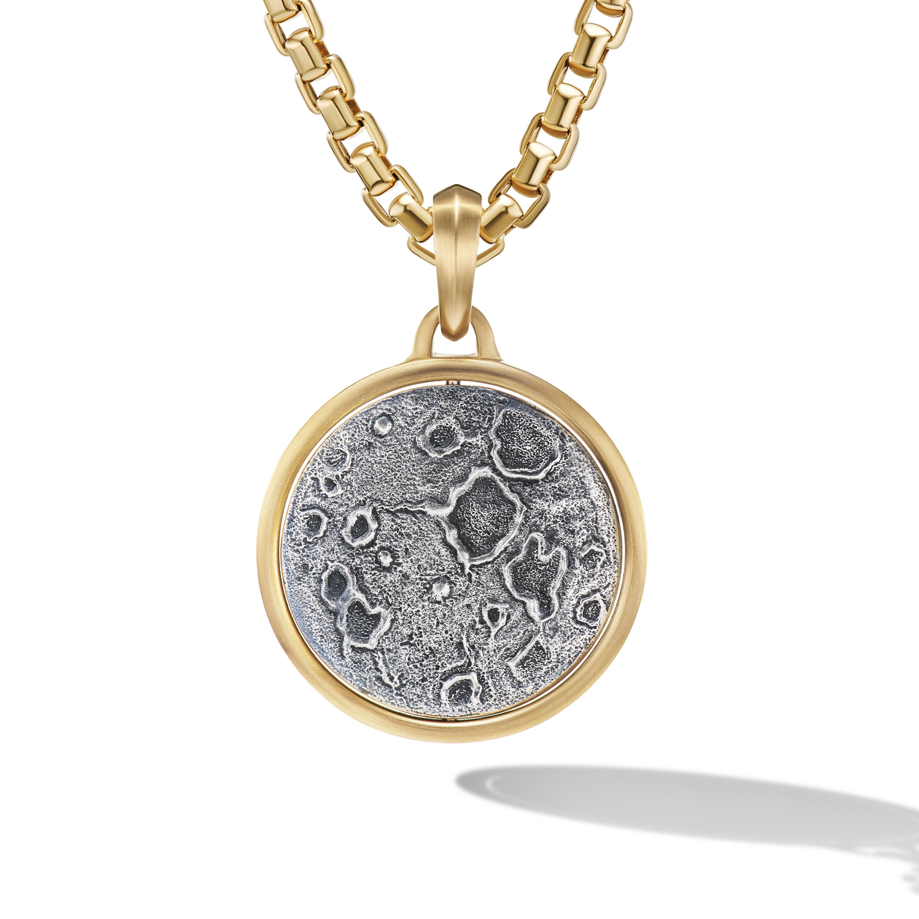 Earth and Moon Duality Amulet in Sterling Silver with 18K Yellow Gold, 30mm
