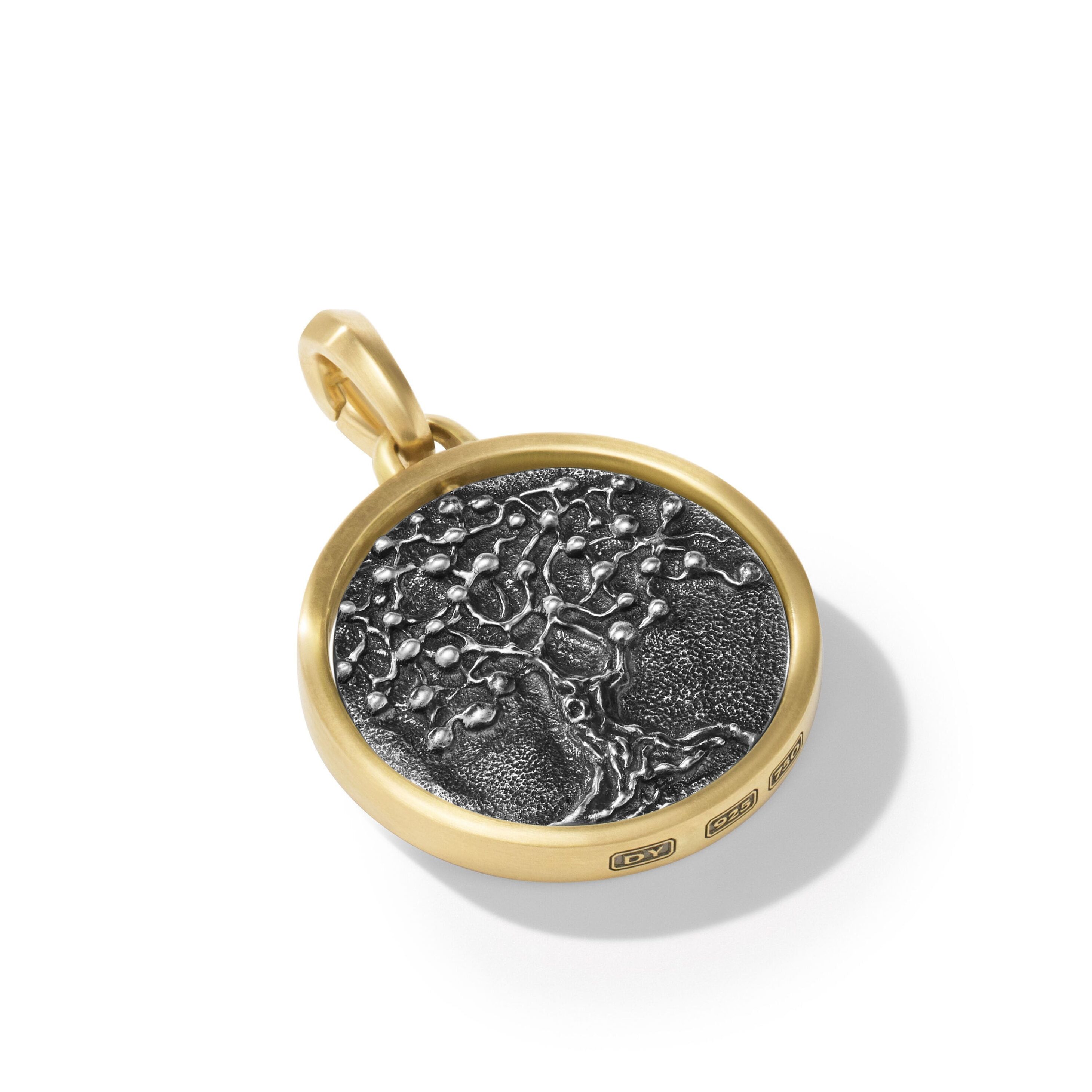 Life and Death Duality Amulet in Sterling Silver with 18K Yellow Gold, 30mm