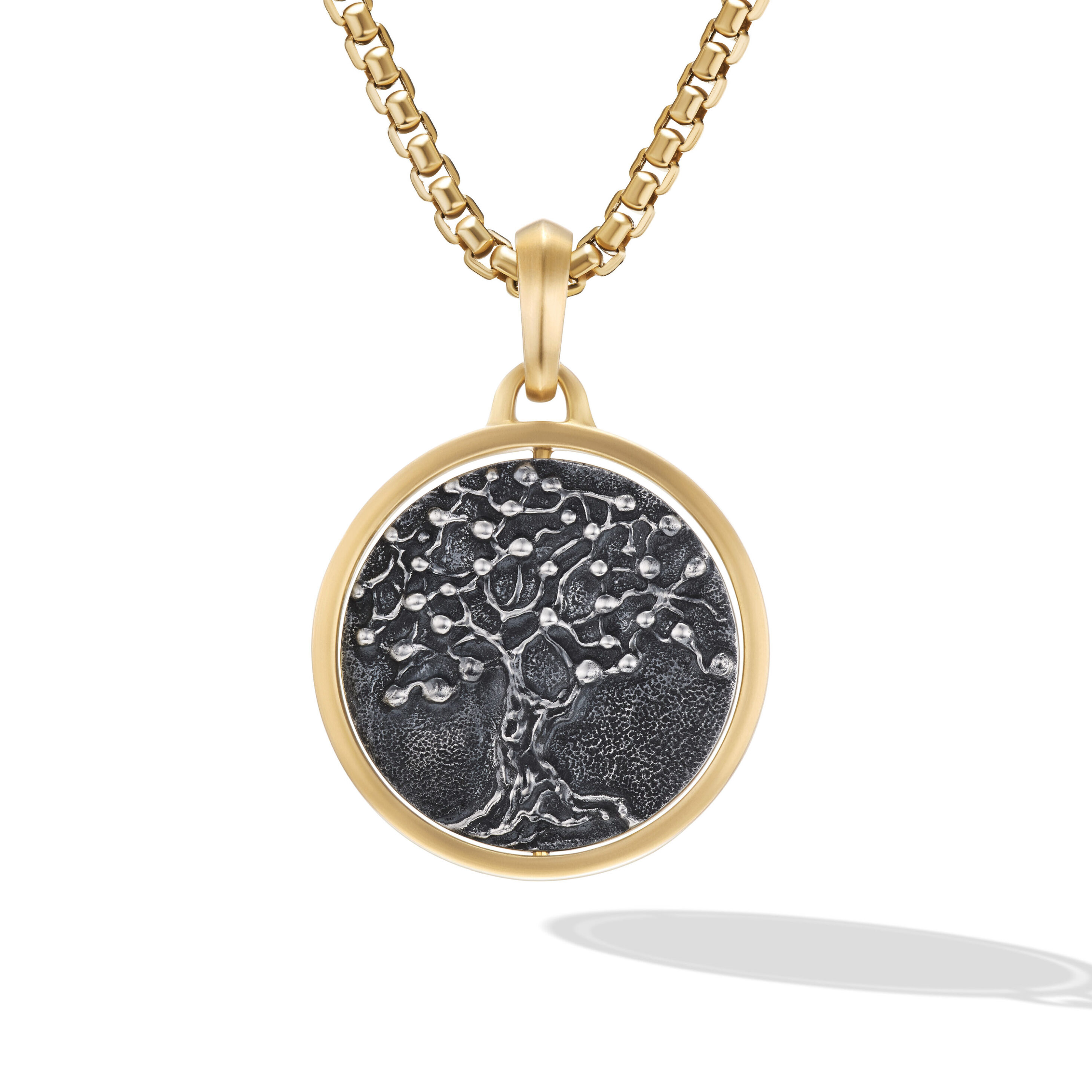 Life and Death Duality Amulet in Sterling Silver with 18K Yellow Gold, 30mm