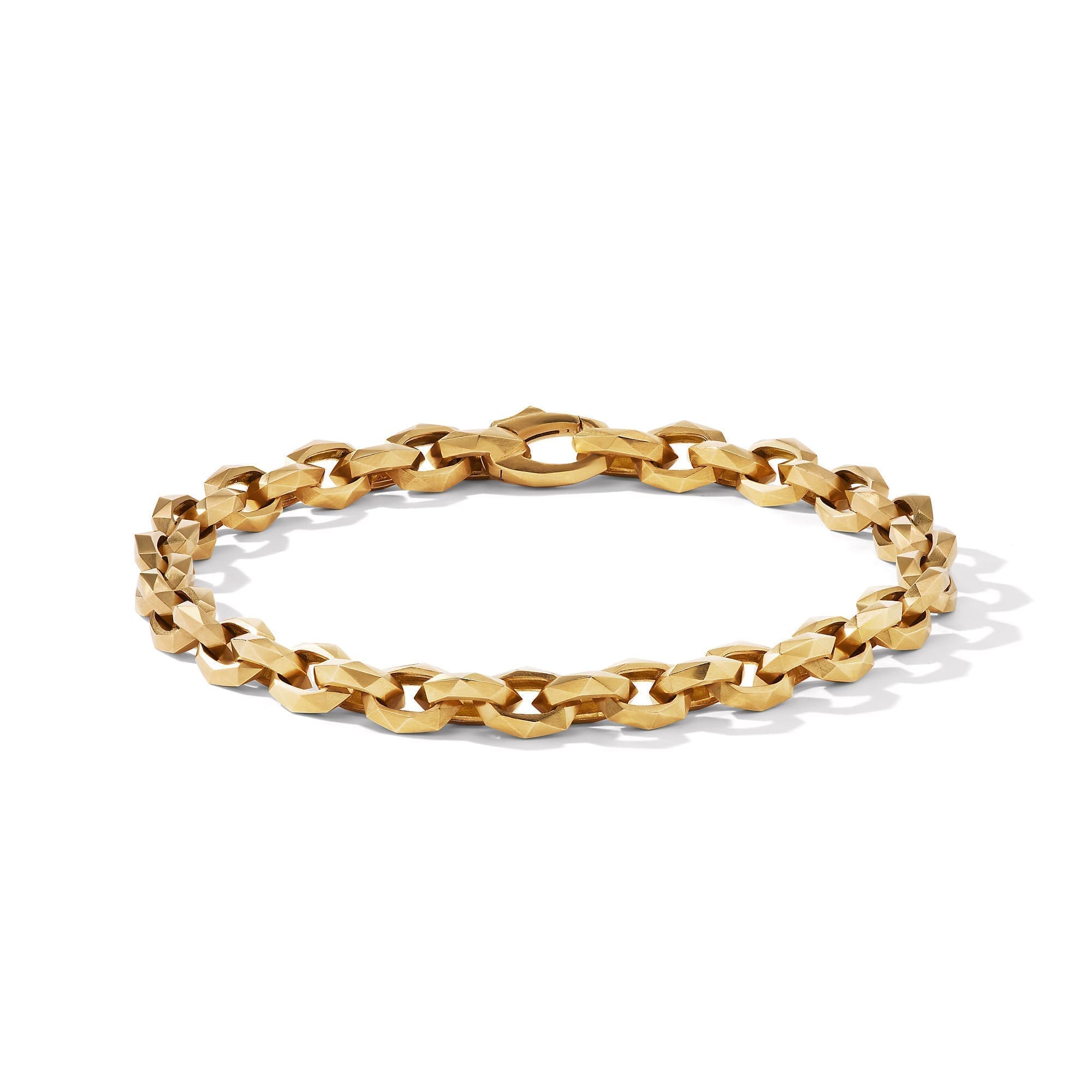 Torqued Faceted Chain Link Bracelet in 18K Yellow Gold, 7mm