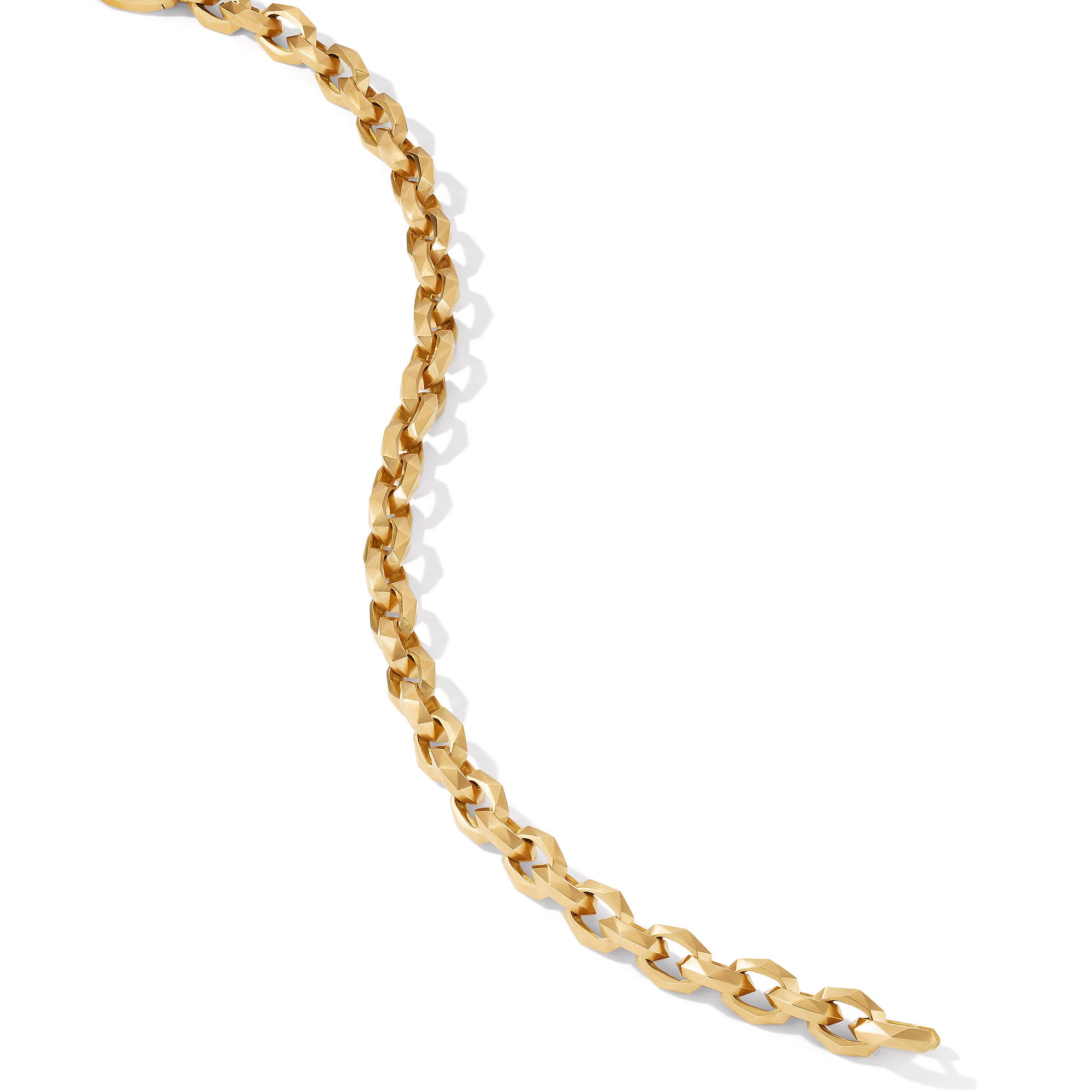 Torqued Faceted Chain Link Bracelet in 18K Yellow Gold, 7mm
