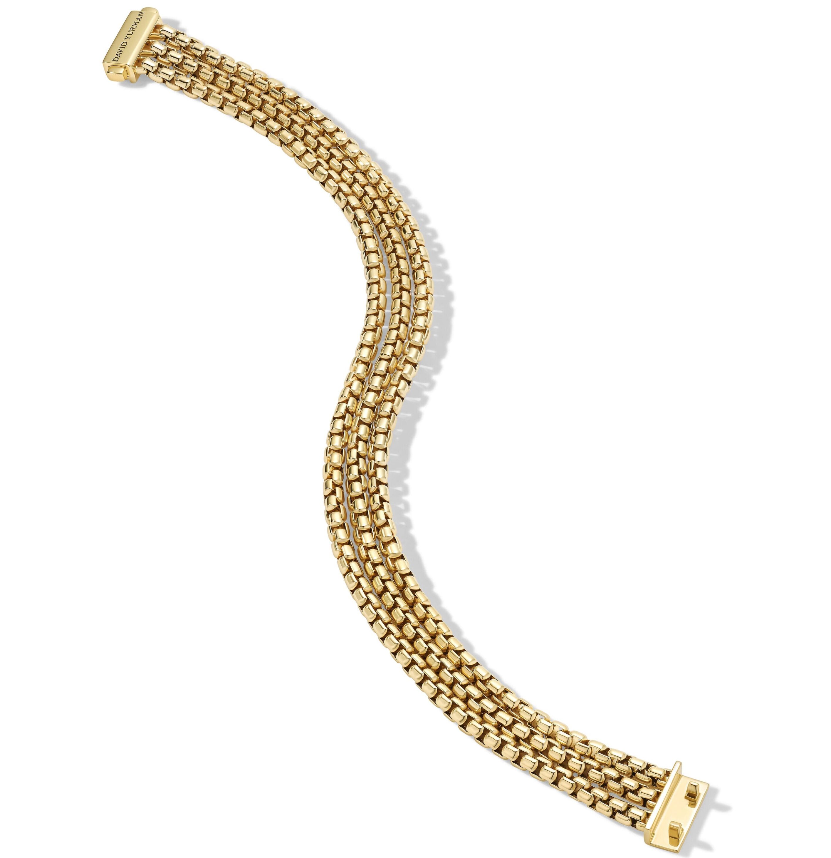 Three Row Box Chain Bracelet in 18K Yellow Gold