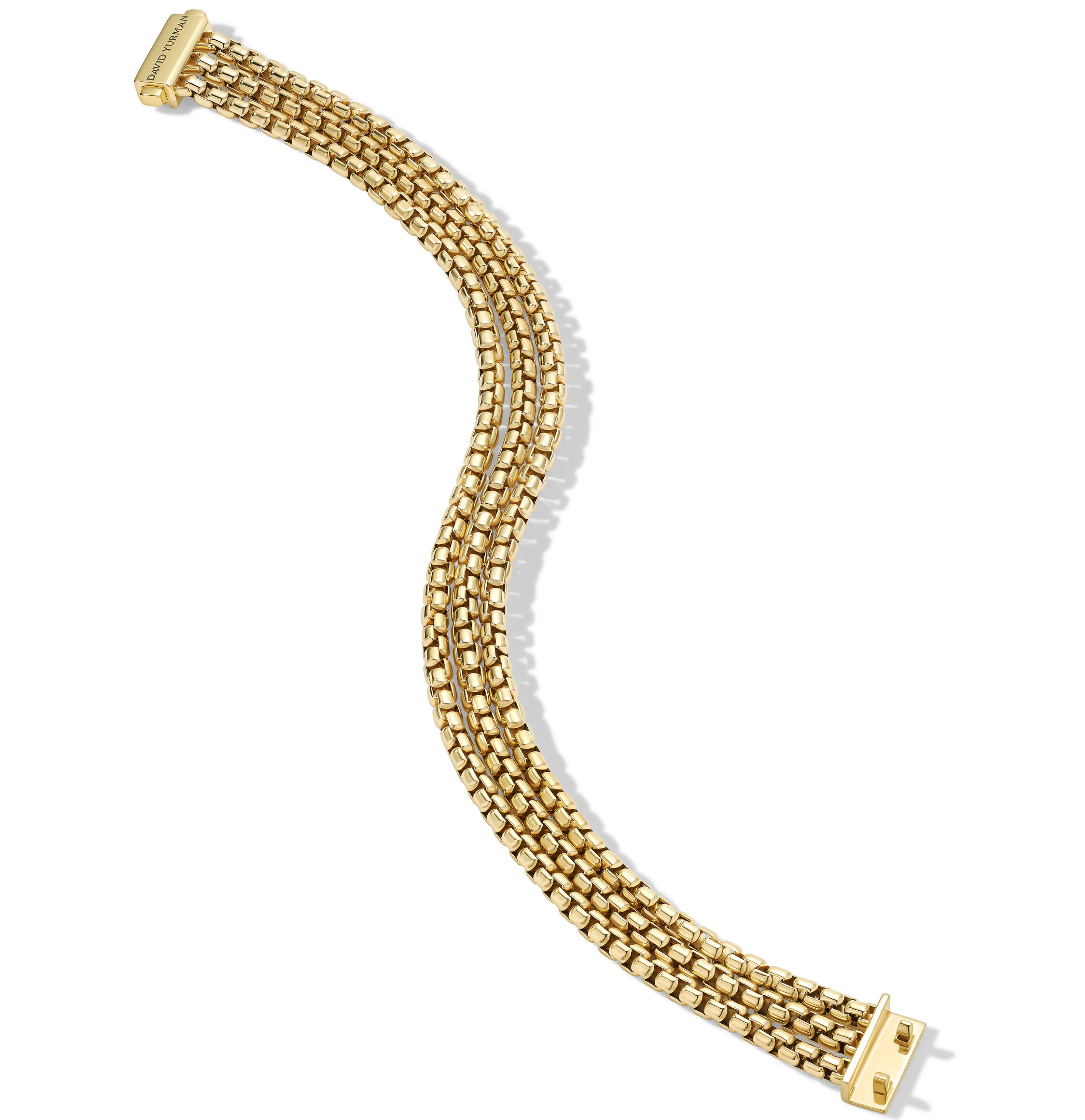 Three Row Box Chain Bracelet in 18K Yellow Gold, 13.5mm - Image 3