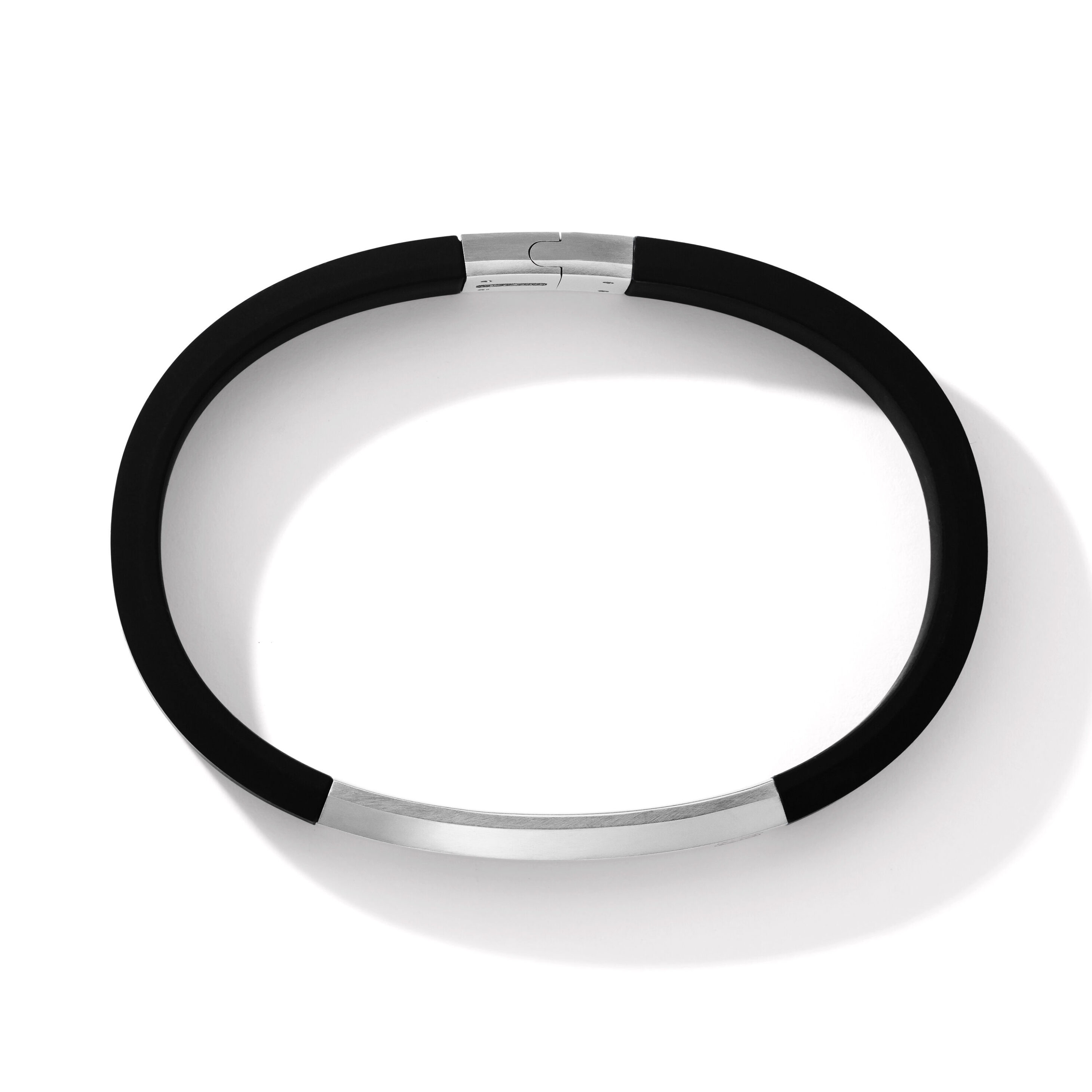 Streamline ID Bracelet  with Black Rubber and Sterling Silver, 10mm