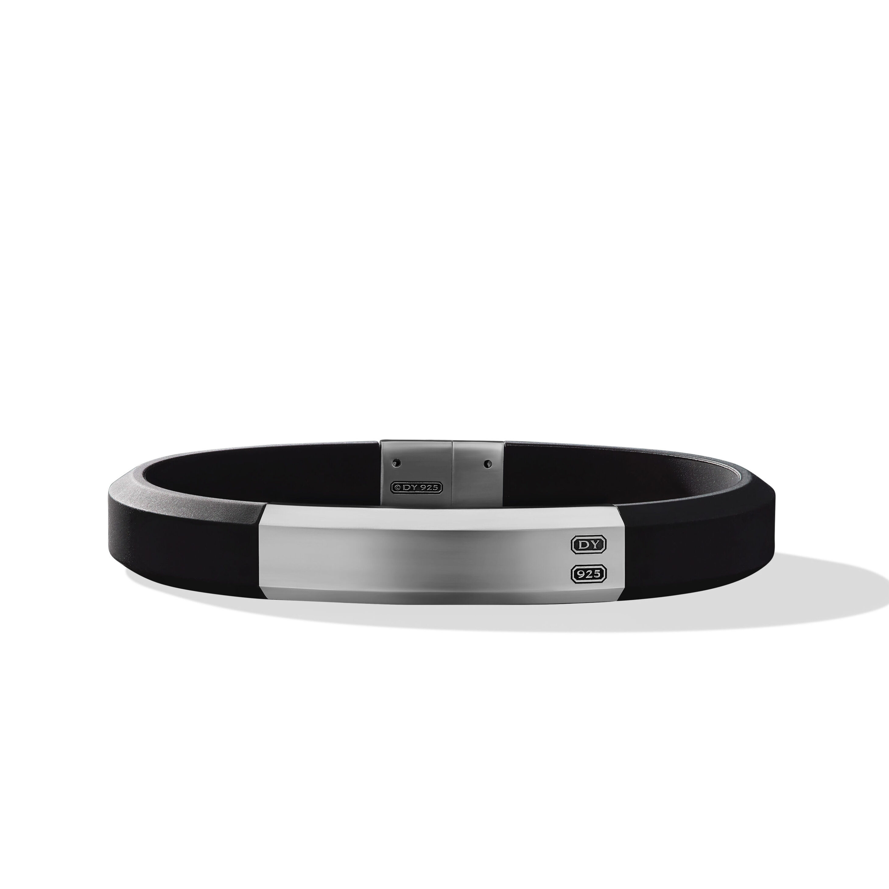 Streamline ID Bracelet  with Black Rubber and Sterling Silver, 10mm