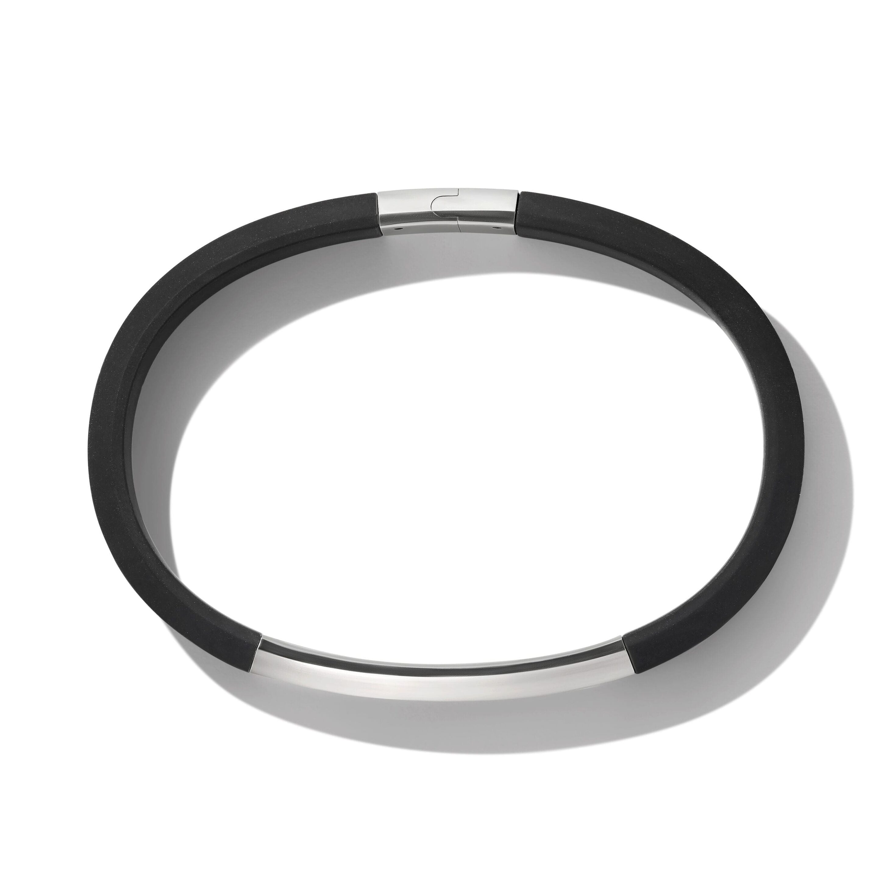 Streamline ID Bracelet in Black Rubber with Sterling Silver