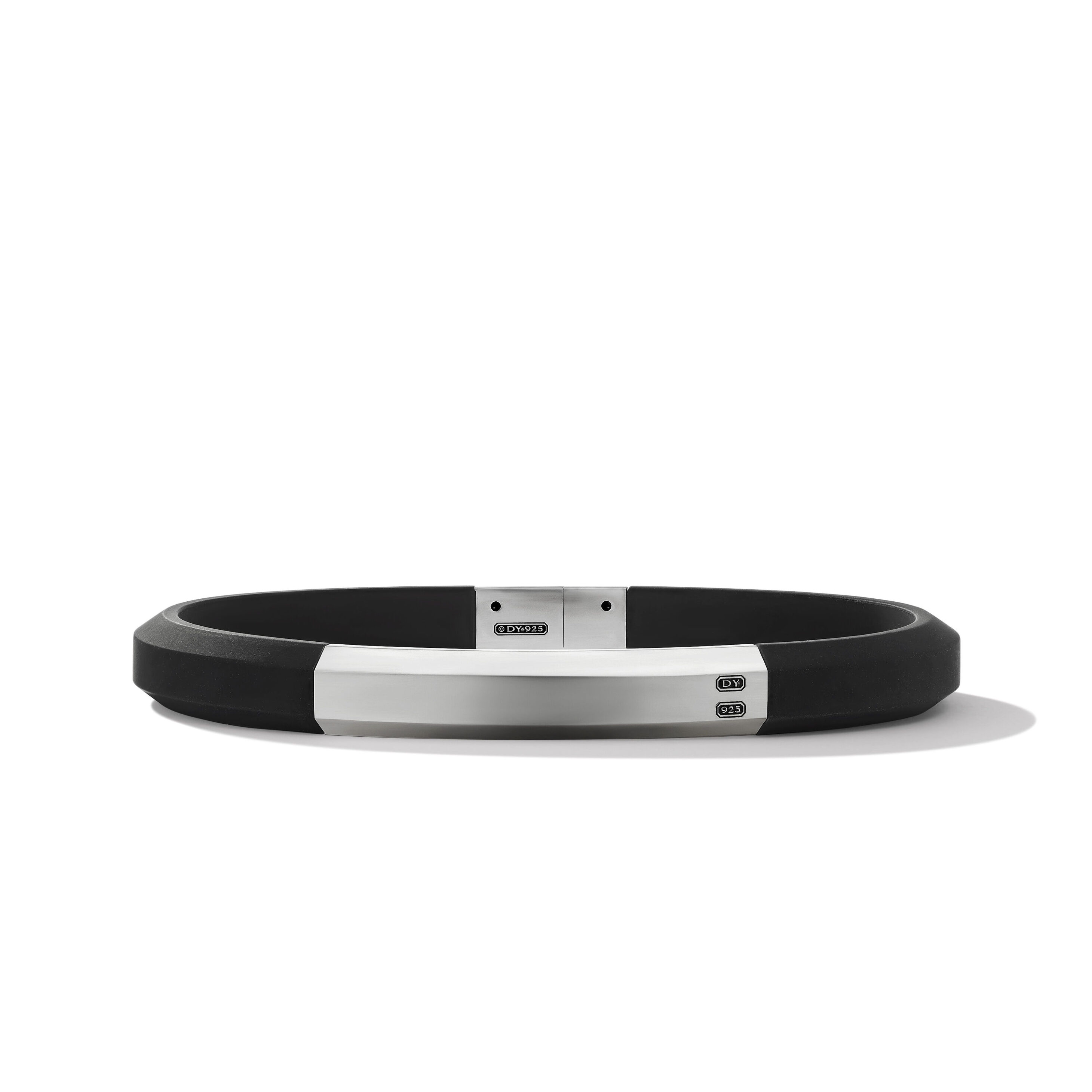 Streamline ID Bracelet in Black Rubber with Sterling Silver